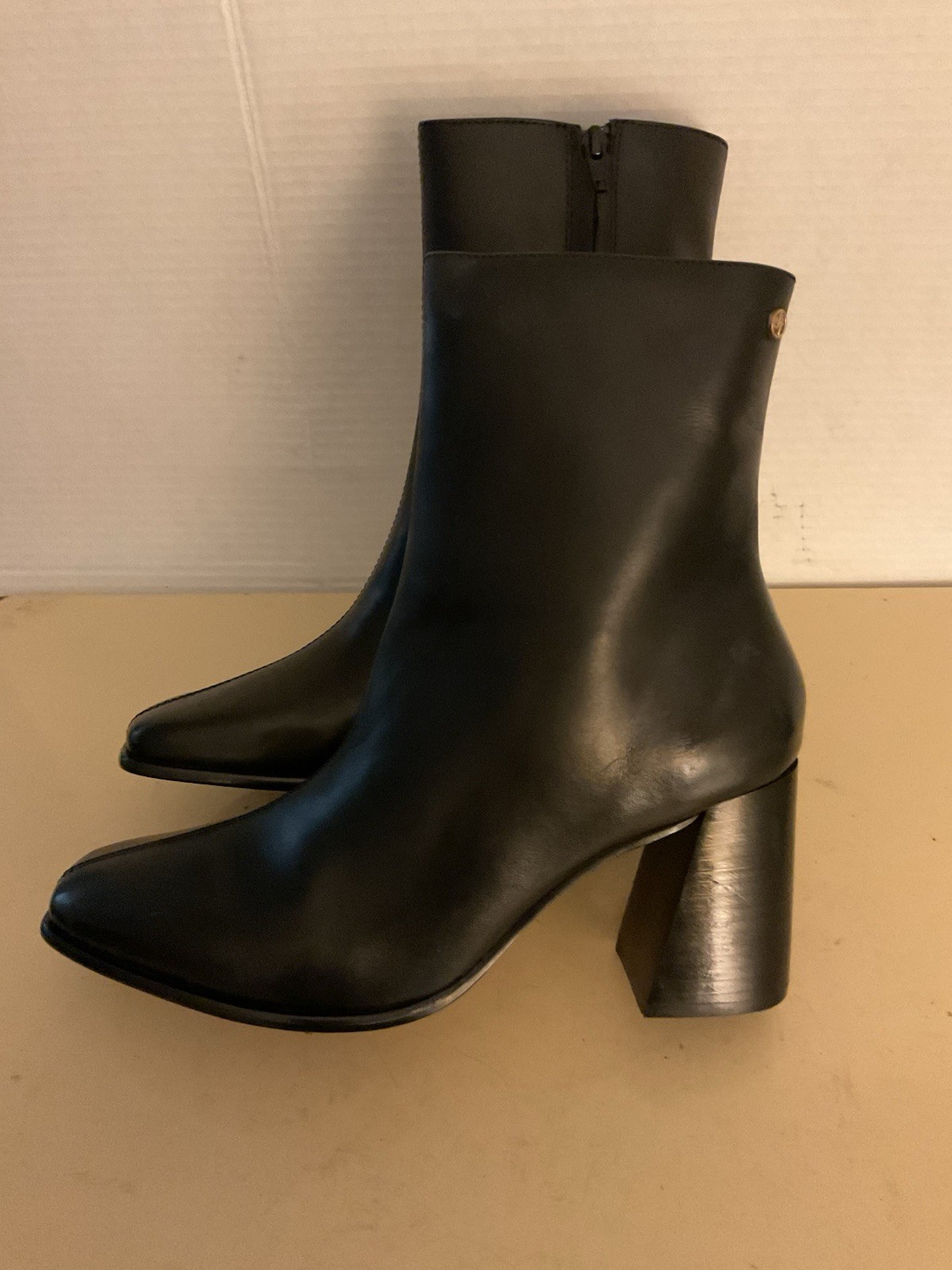 Jatarea Women Black Leather Chelsea Heel Boots US 11 Euro 42 UK 9