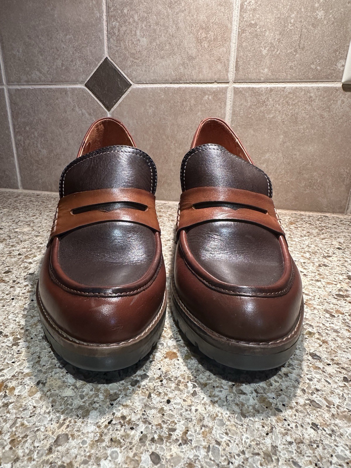 New PIKOLINOS ‘Llanes’ Women’s Mixed Loafers with Heel Cognac – EU37 (US 6-6.5)