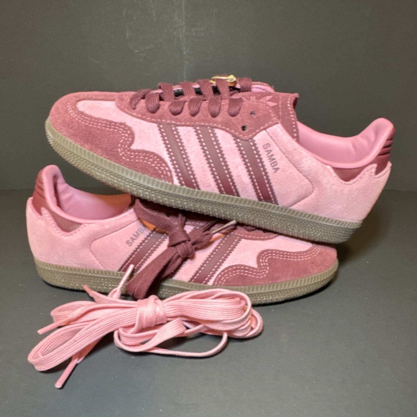 adidas Samba OG Women’s Athletic Sneakers Pink Spark Shadow Red Lace Up