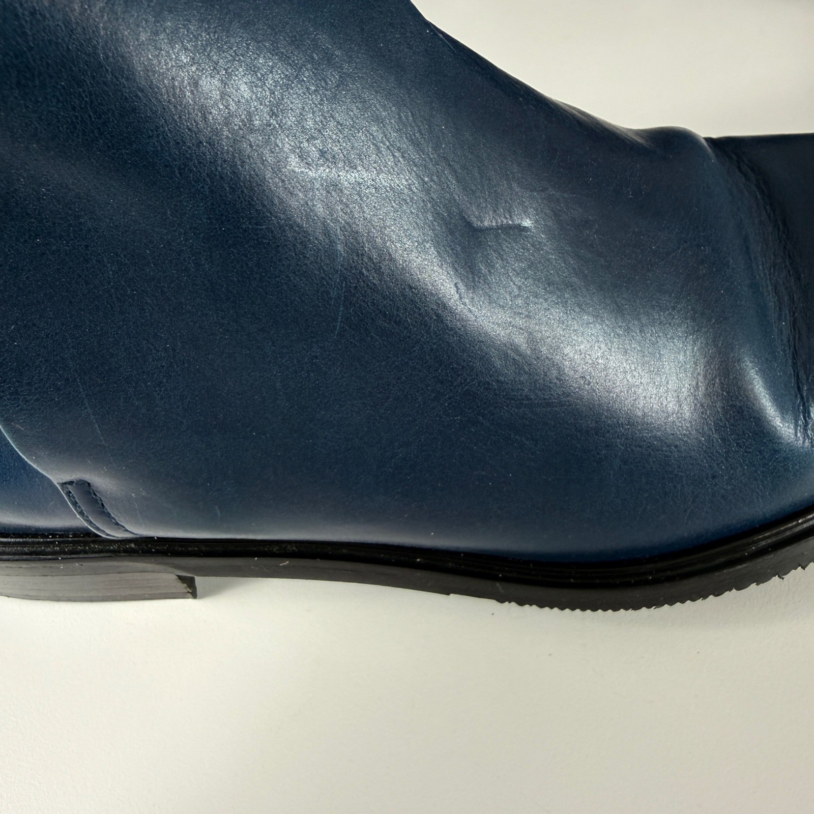 Everlane Womens 7.5 Ankle Boots Blue Leather Italy Minimalist Modern Chic