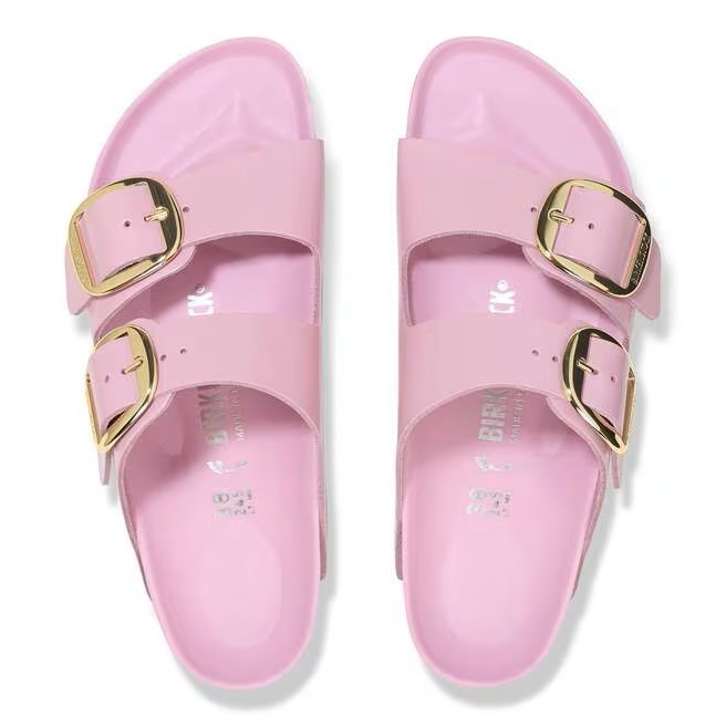 BIRKENSTOCK ARIZONA BIG BUCKLE HIGH SHINE FONDANT PINK MEDIUM/NARROW WIDTH LEATH