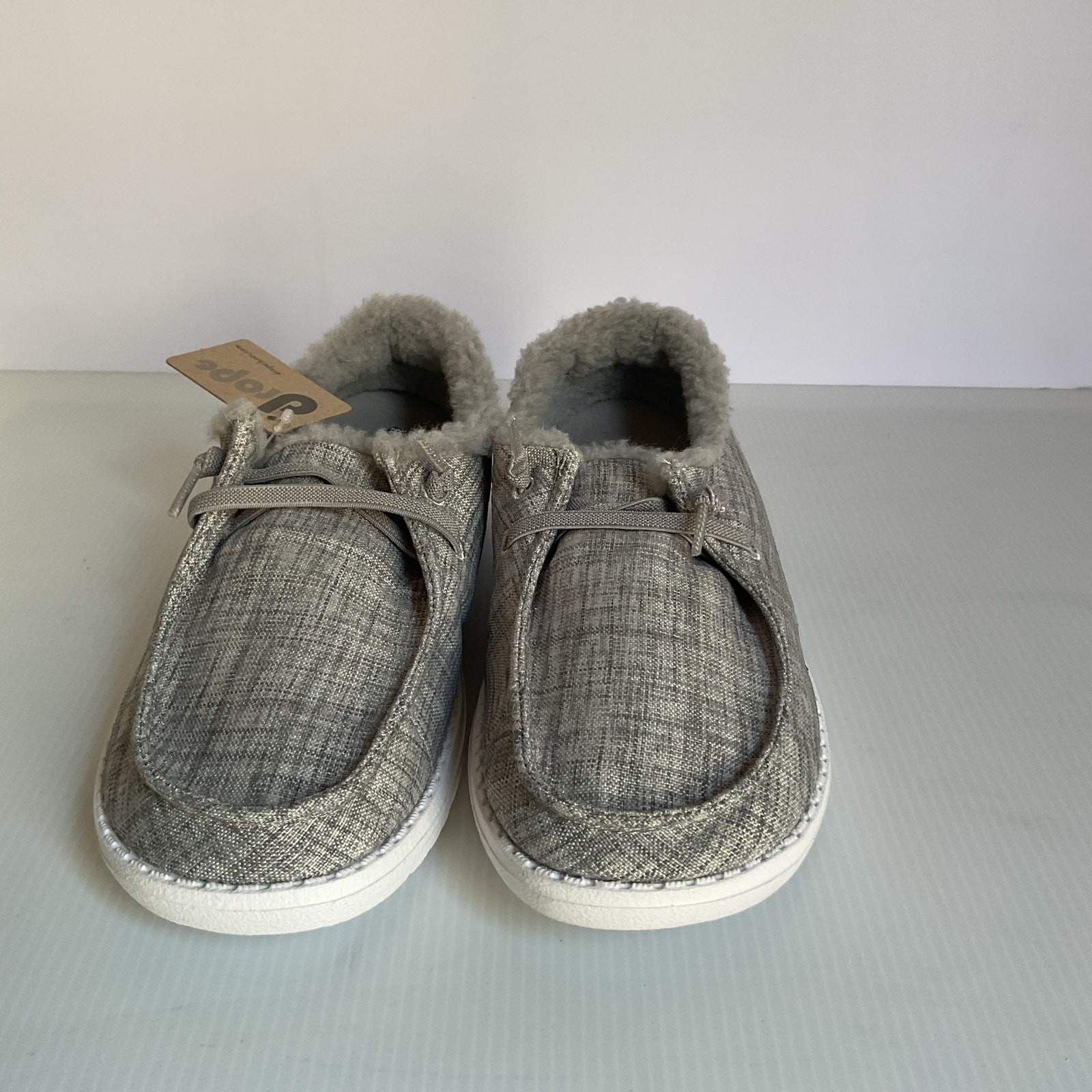 Drope Kate Women’s Faux Fur Lined Shoes Size 8 Grey Casual Comfort Lace-Up NIB