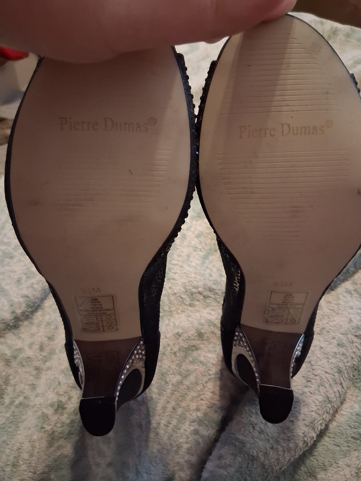 Pierre Dumas Women’s Black Synthetic Open Toe Bootie Zip Block Heel 8.5M