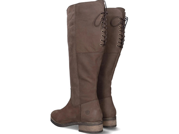 Womens Nubuck Leather Knee High Boots Expresso Brown Lace Back Zip New In Box