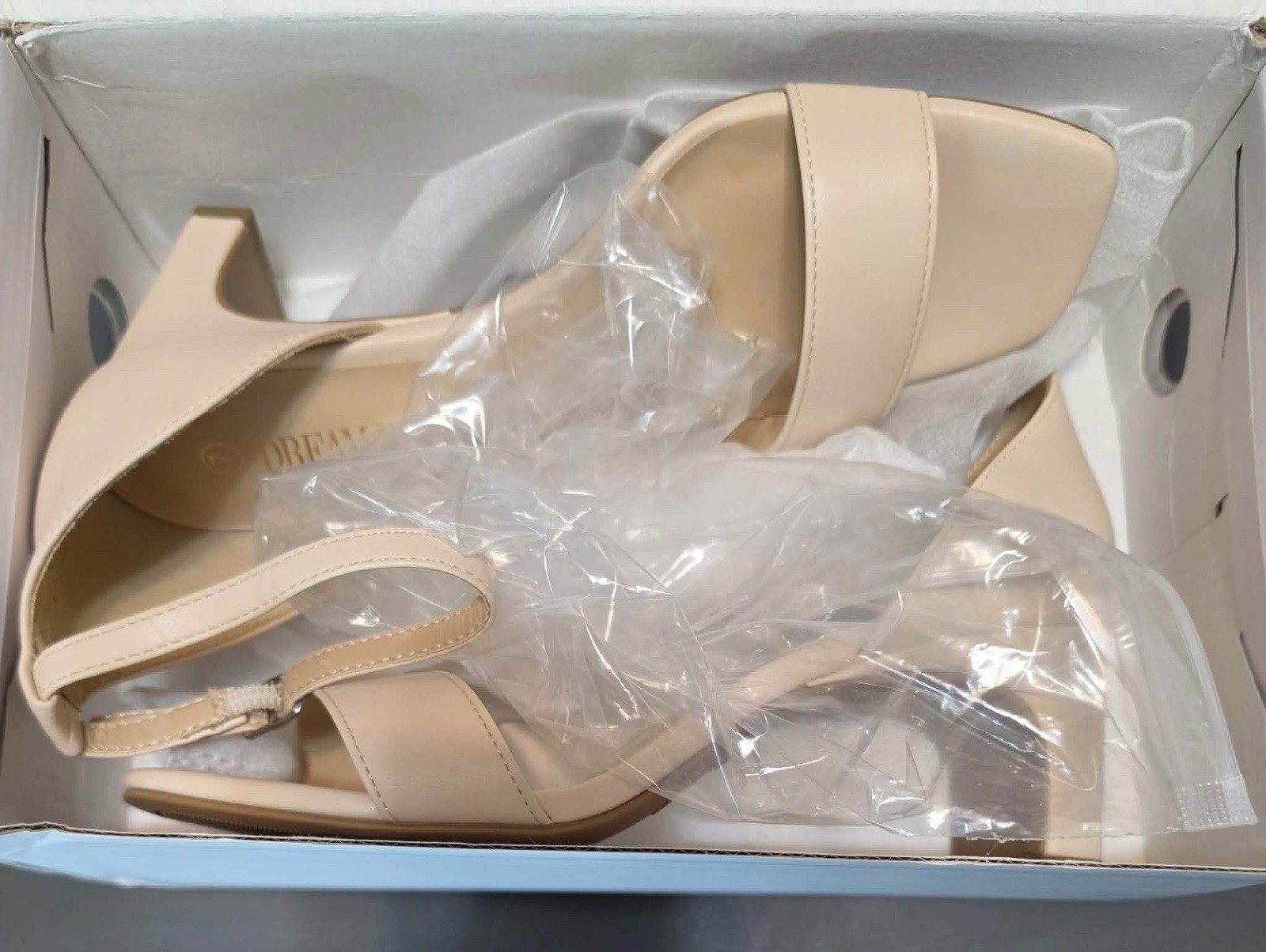 Dream Pairs Square Toe Low Block Chunky Heels Size US 7 Nude/Beige Color