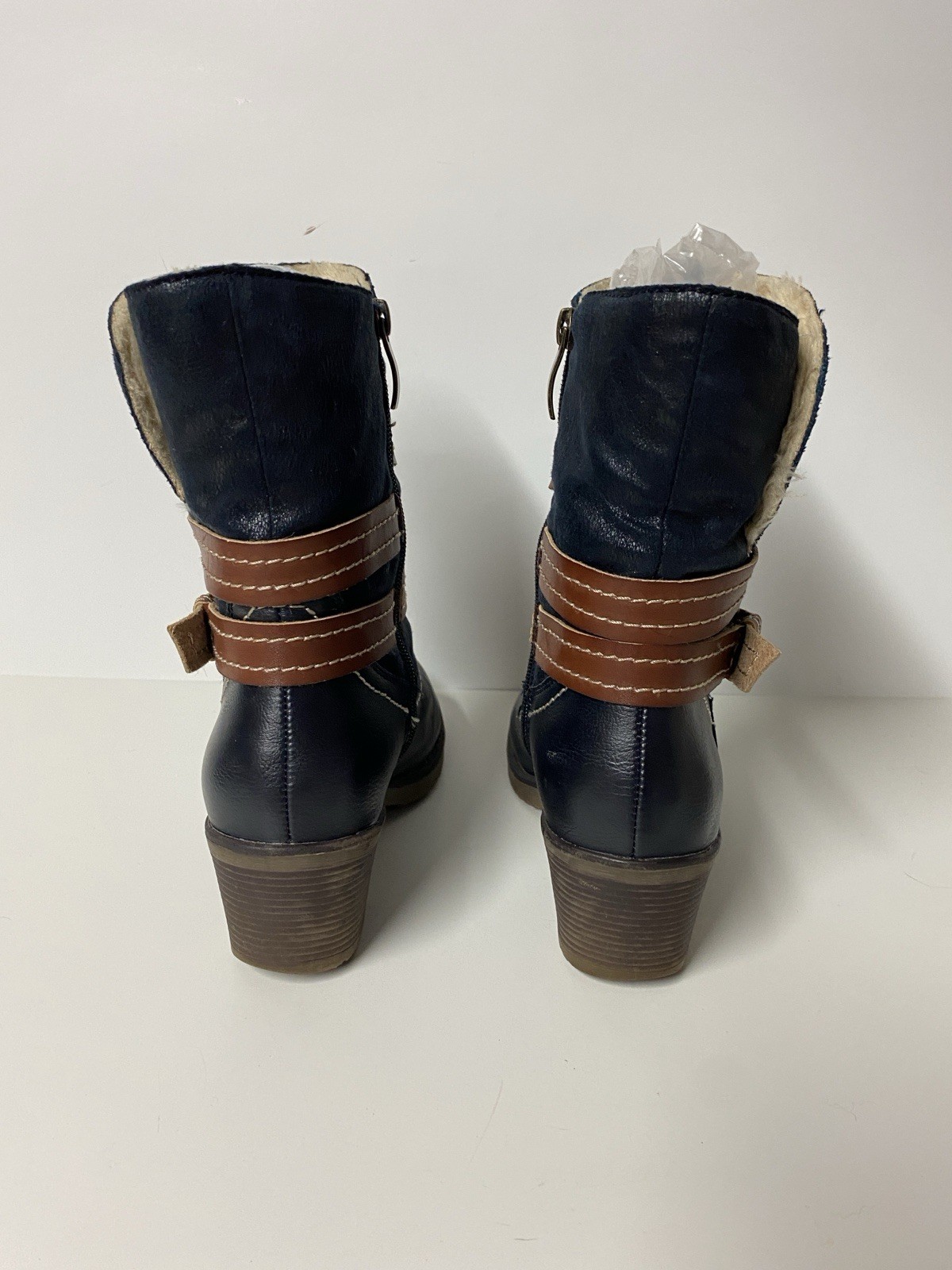 Spring Step Boisa Water Resistant Women Navy Bootie Faux Fur Boots Size 37