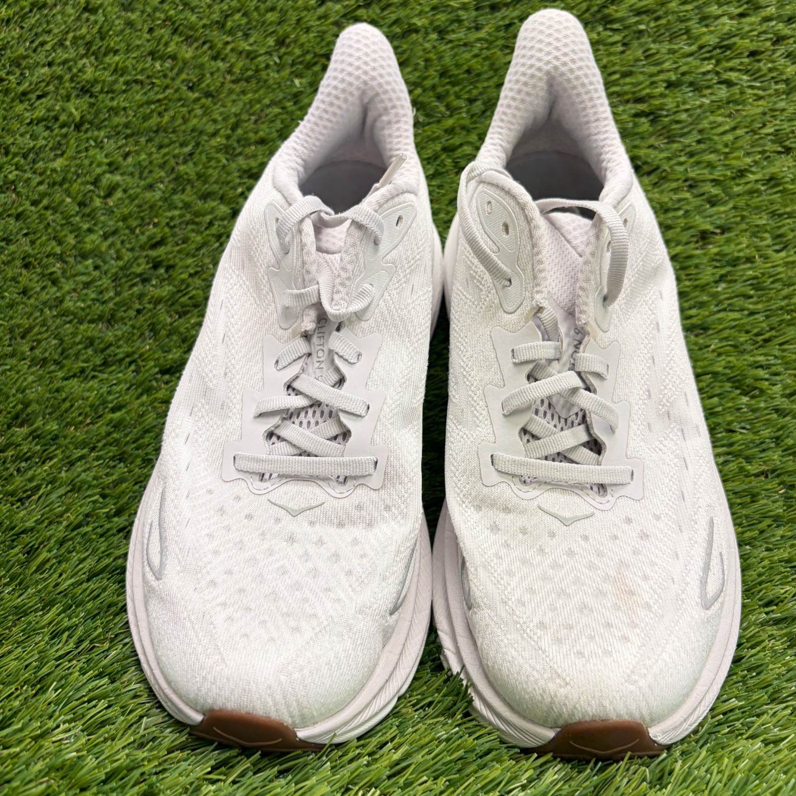 Hoka One One Clifton 9 Womens Size 9 White Gray Athletic Running Shoes Sneakers