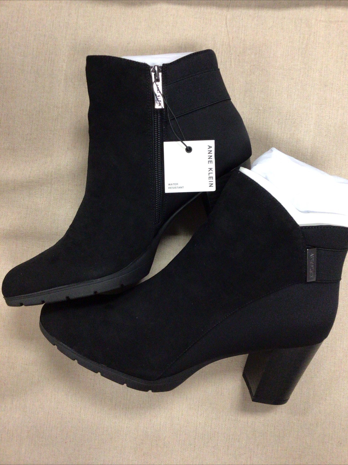 Anne Klein Womens Rina Microfiber Dressy Ankle Boots Black 9.5 Medium (B,M)
