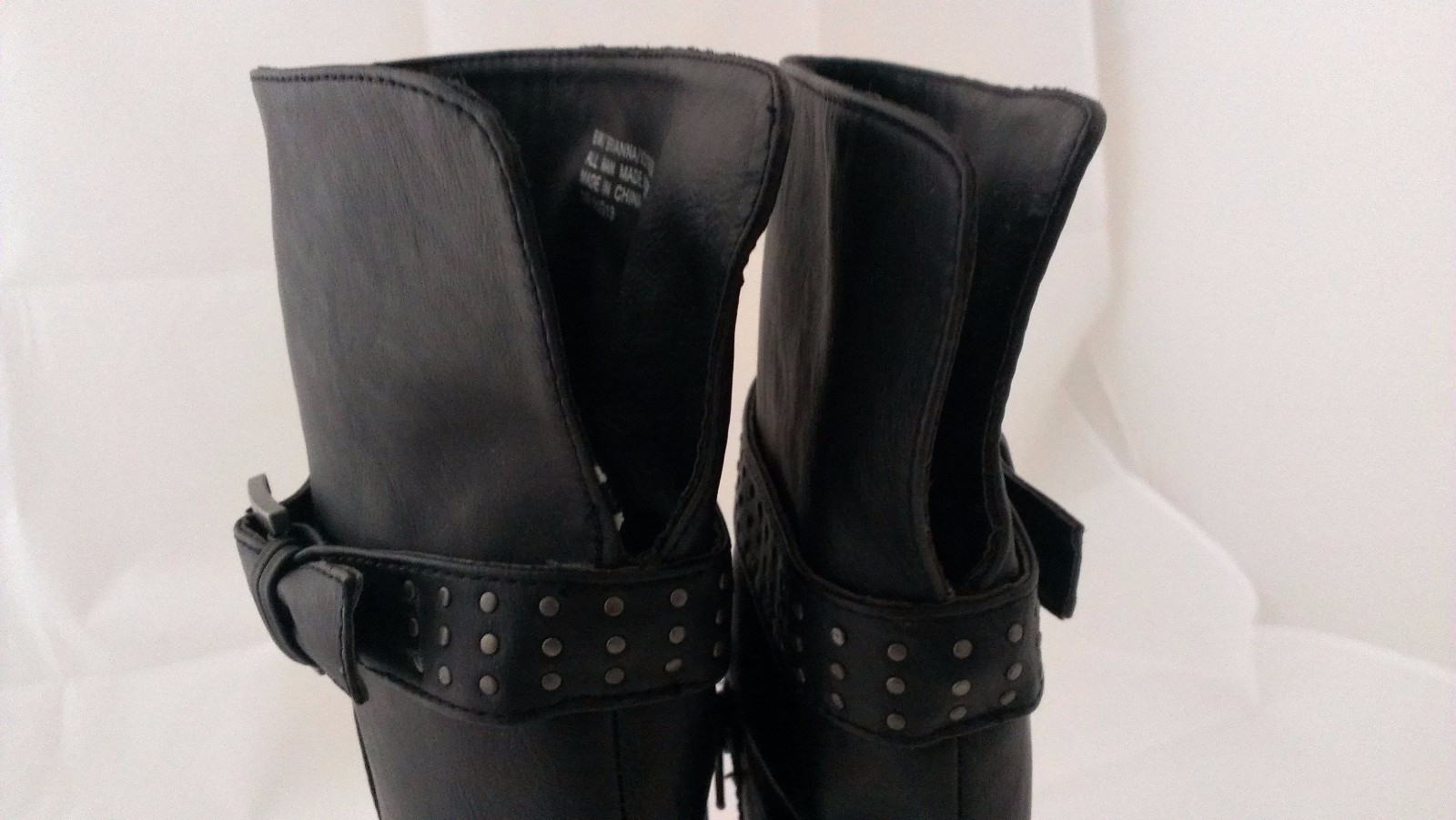 XOXO BRIANNA Black Faux Leather Knee High Boots Studded Womens Size 6 Medium B M