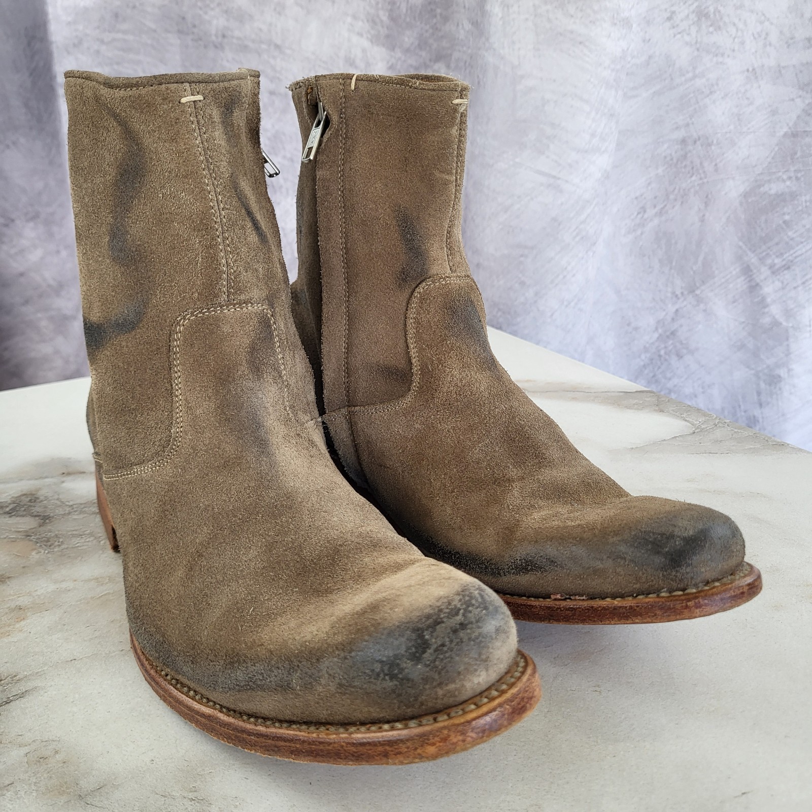 N.D.C Tusitania Hand Made Suede Zip Up Boots Women’s Size 39 Tan