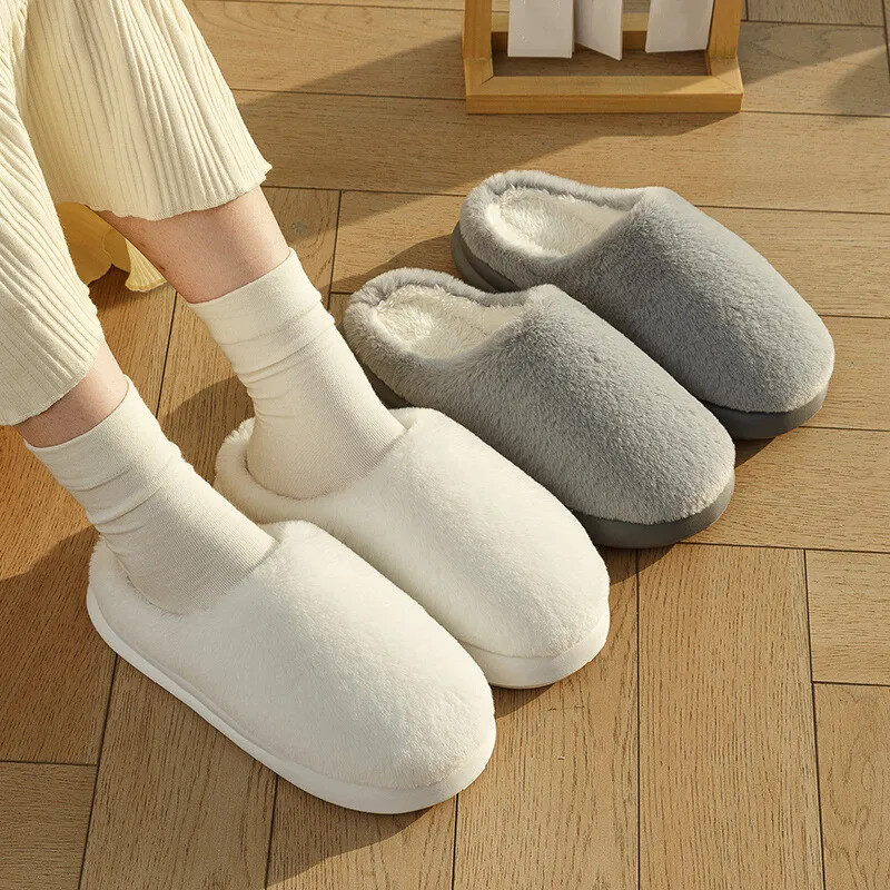Winter Plush Slippers New Soft Platform Fluffy Slides Comfort Concise Anti Slip