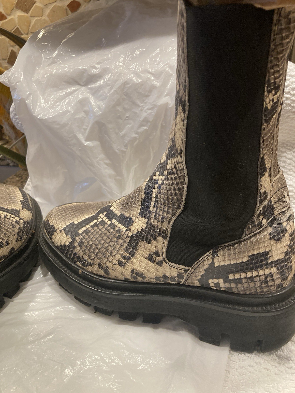 All Saints Billie Snake Embossed Print Chelsea Boot Size 36/ USA Size 6 MSRP 230