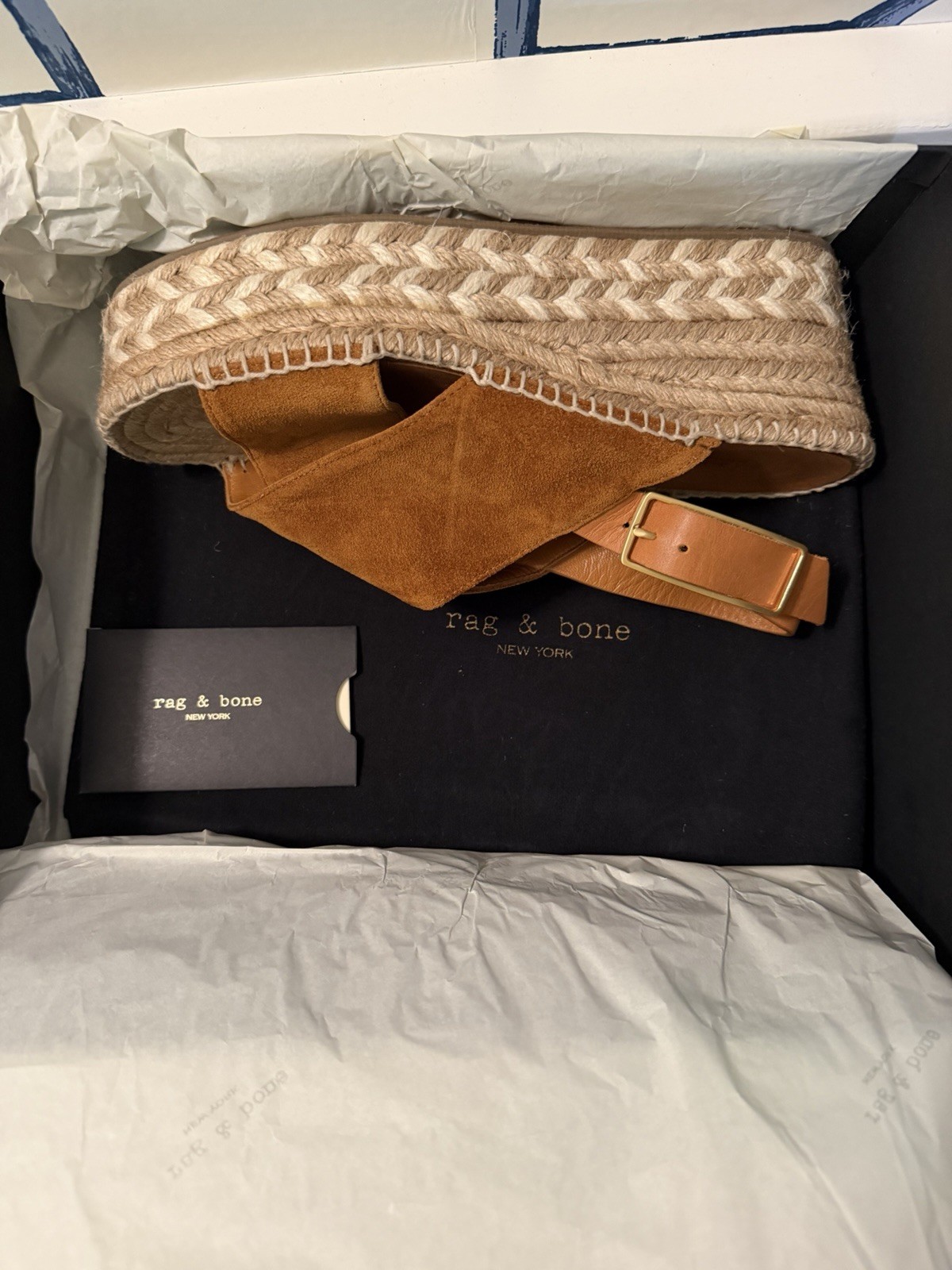 rag & bone Brown Suede Espadrille Wedge Sandals Ankle Strap Buckle 38