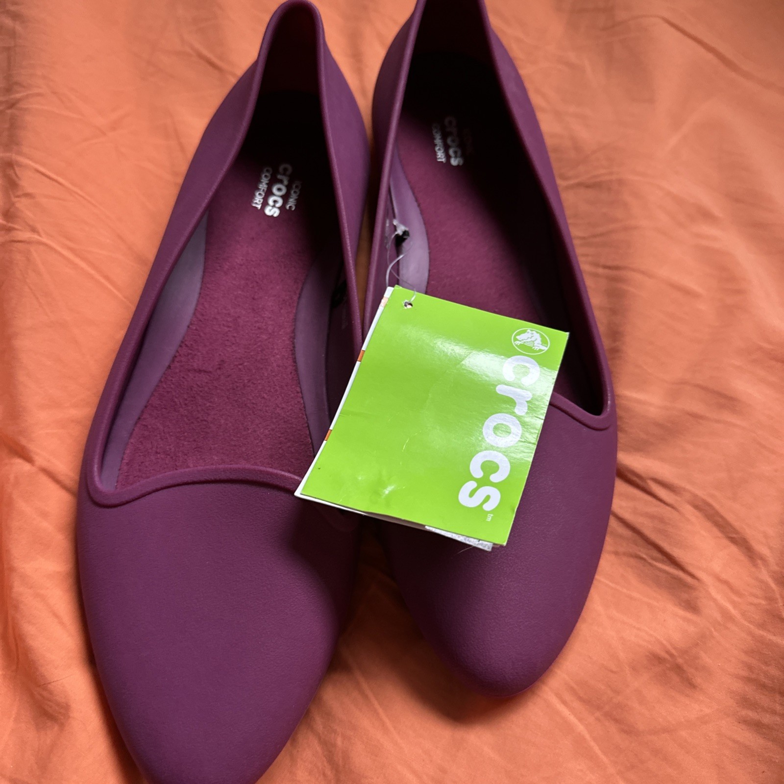 Crocs Women Shoes Lina Size 10 plum Slip On Comfort flat standard fit