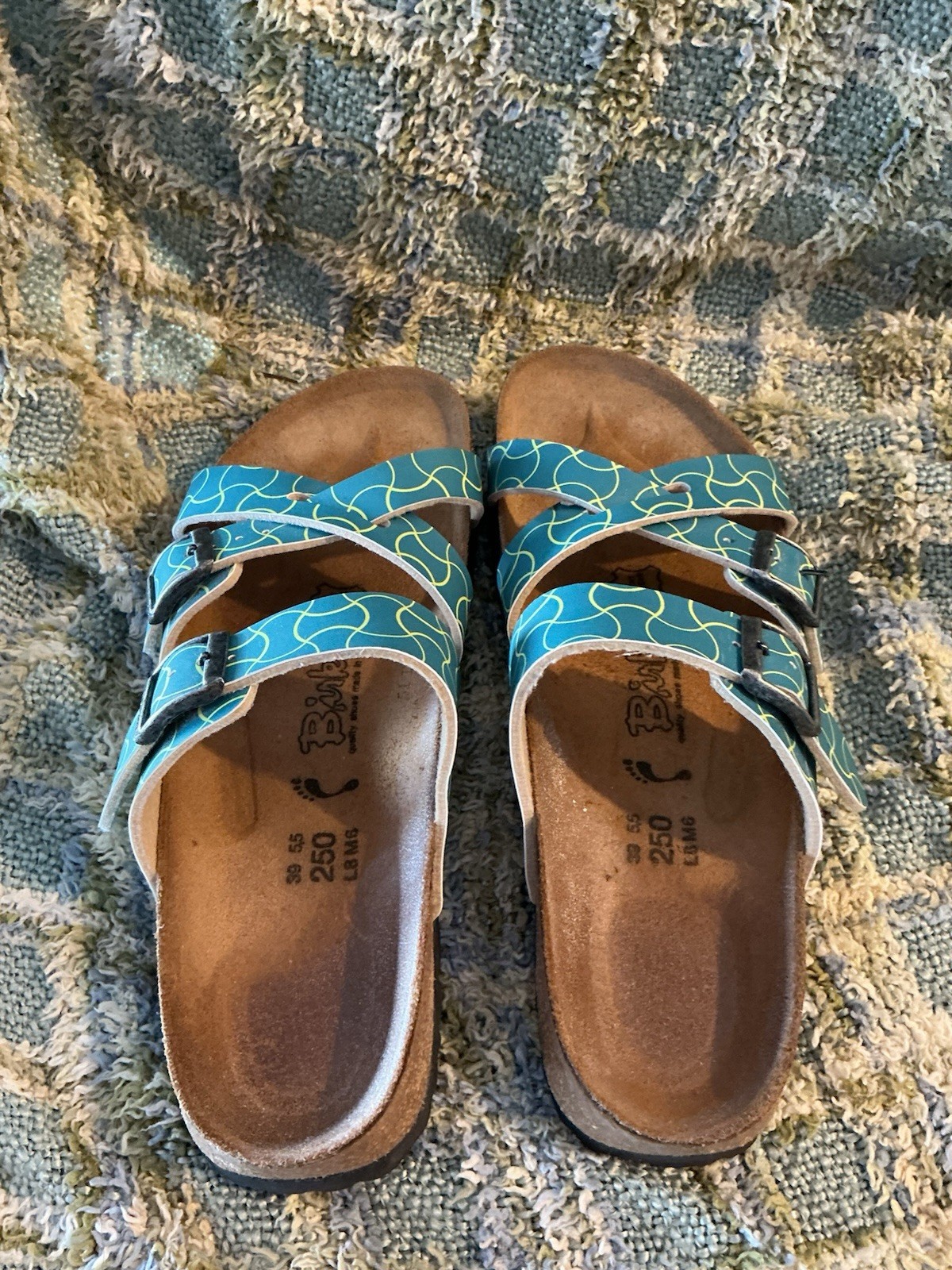 Birkenstock Birki’s Turquoise Blue Sandals Sz 39 Women’s Rave NEW