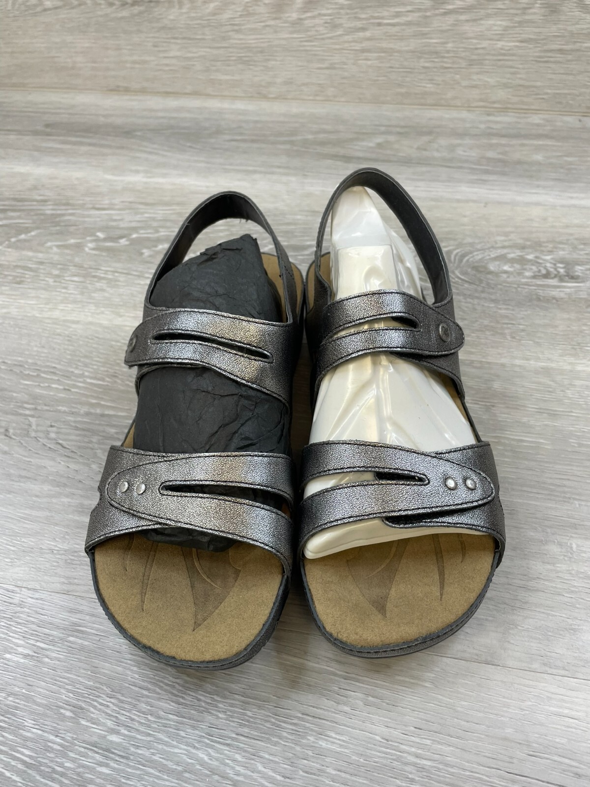Romika Fidschi Women’s Sandal 6 Silver Leather Slip-On Ankle Strap Comfort Shoes