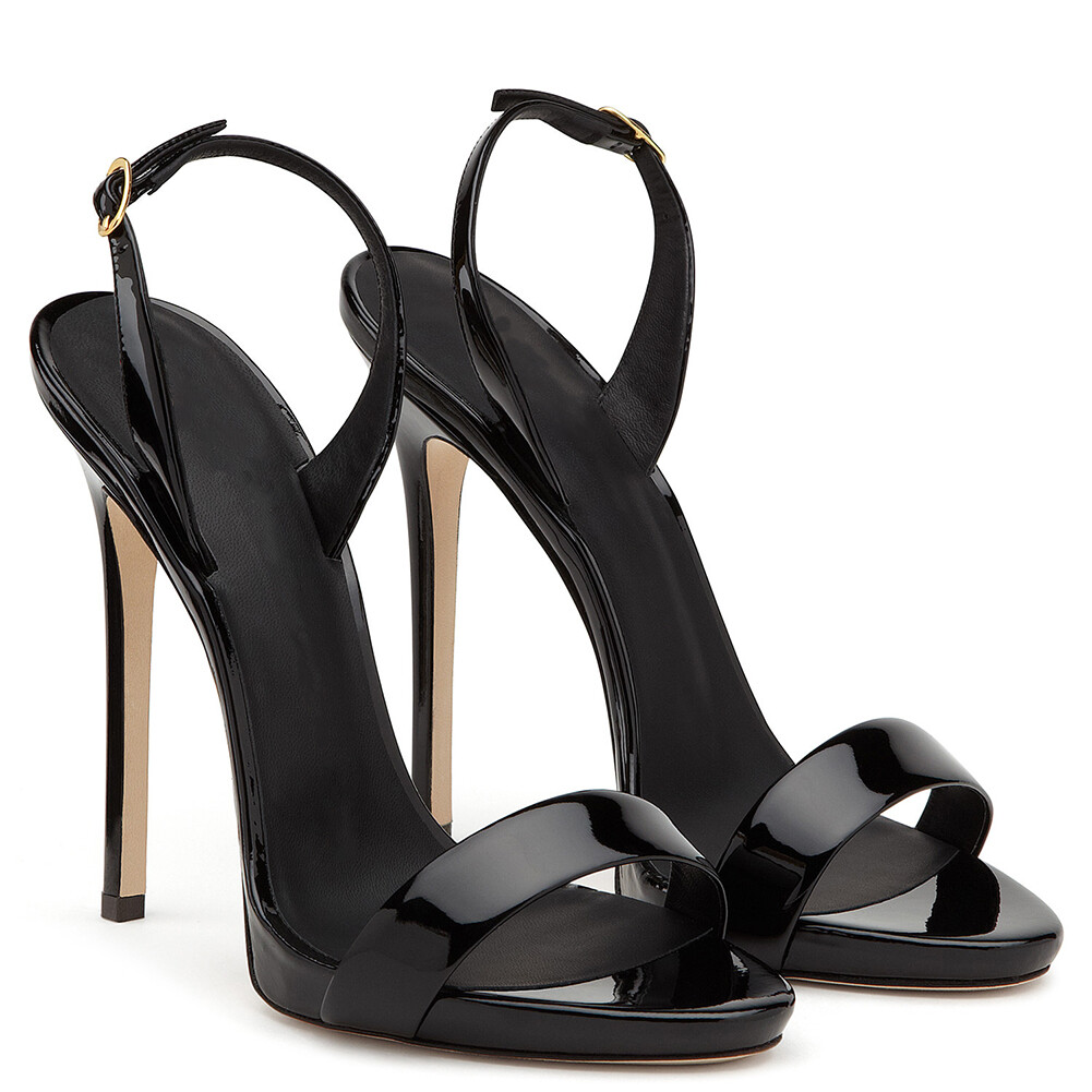 Concise Women Sandals Open Toe Thin High Heels Strap Sandals Gold Red Shoes Lady