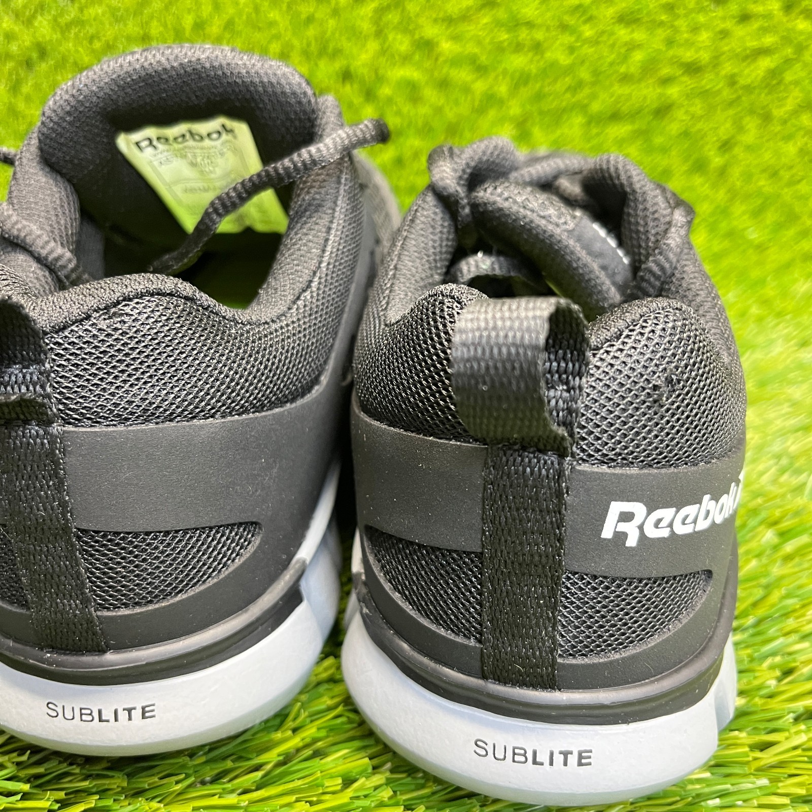 Reebok Sublite Cushion Womens Size 7 Black White Alloy Toe Safety Work Shoes