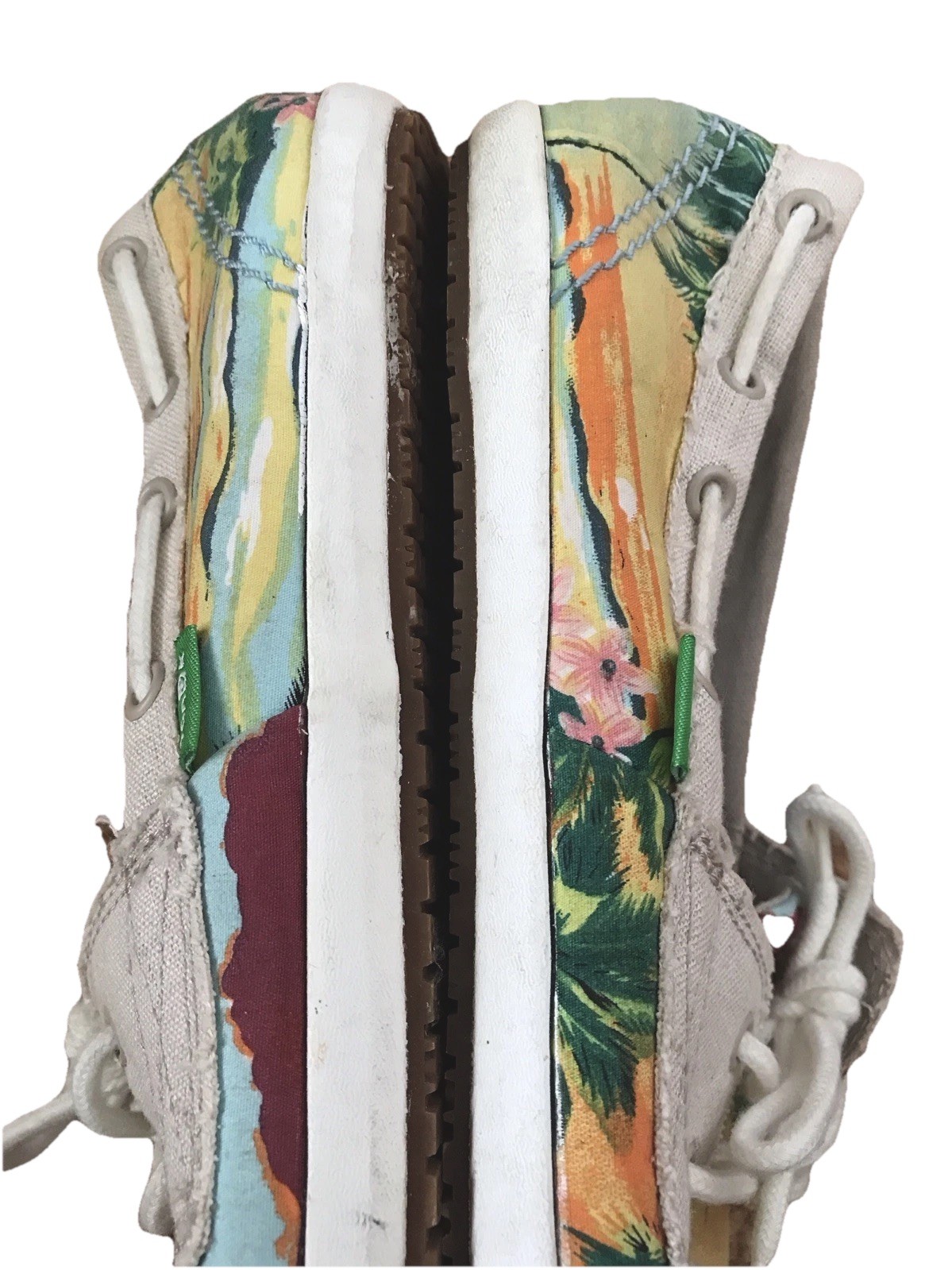 SANUK Canvas Tropical Beach Floral Multicolor Slip On Boat Loafer Shoe Woman 9.5