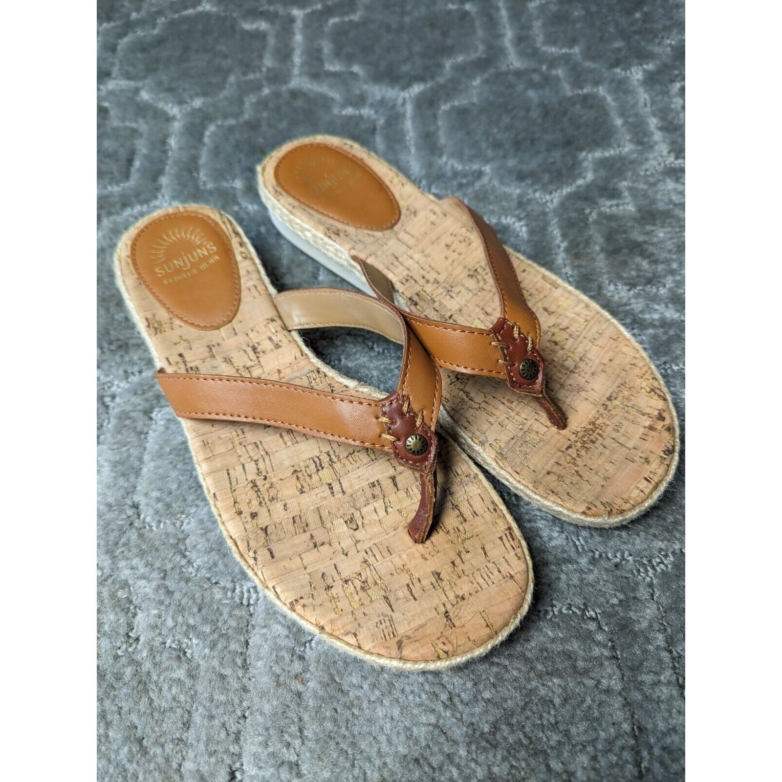 Bass Sunjuns Sunshine Cork Sandals WOMENS SIZE 8M comfy casual travel summer