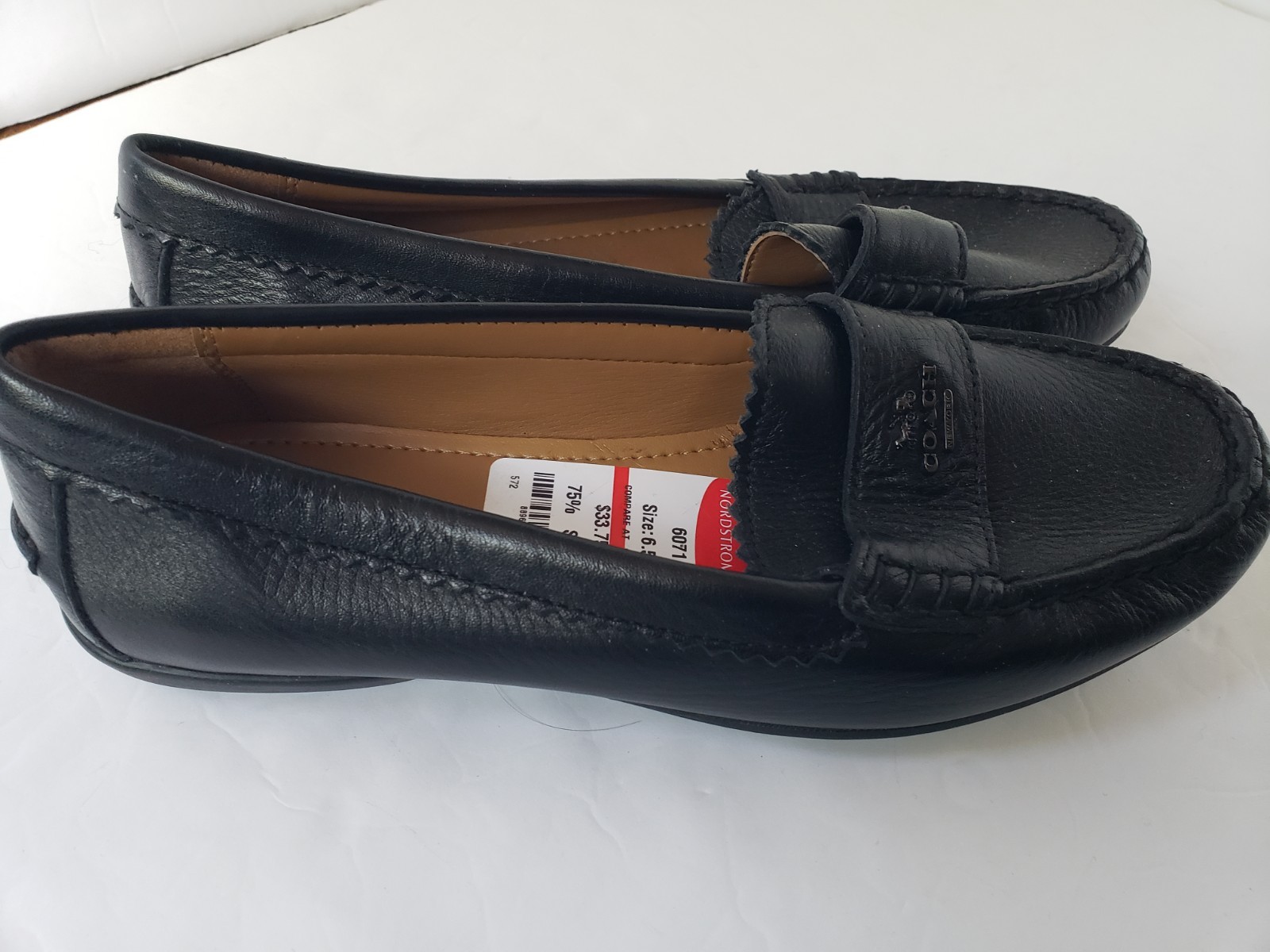 COACH Odette Pebbled Leather Black Driver Loafer Slip On Shoes Size 6.5 NWOB