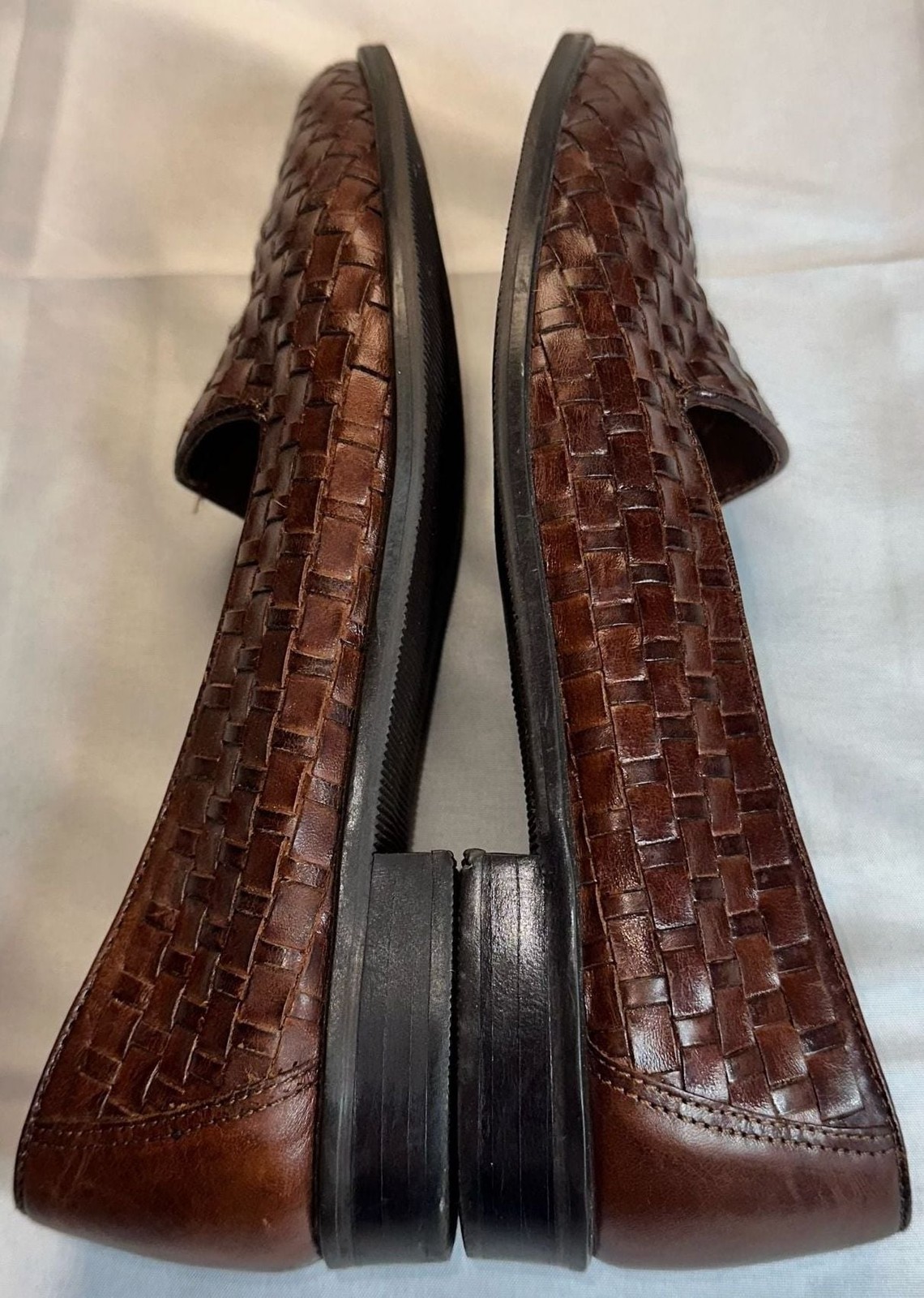 Vintage Ipanema Brown Woven Brazil Leather Slip-On Loafer Flats 6.5M