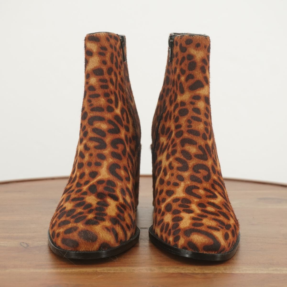 Steve Madden Womens Jozie Genuine Calf Hair Booties Size 7.5 M Leopard Brown