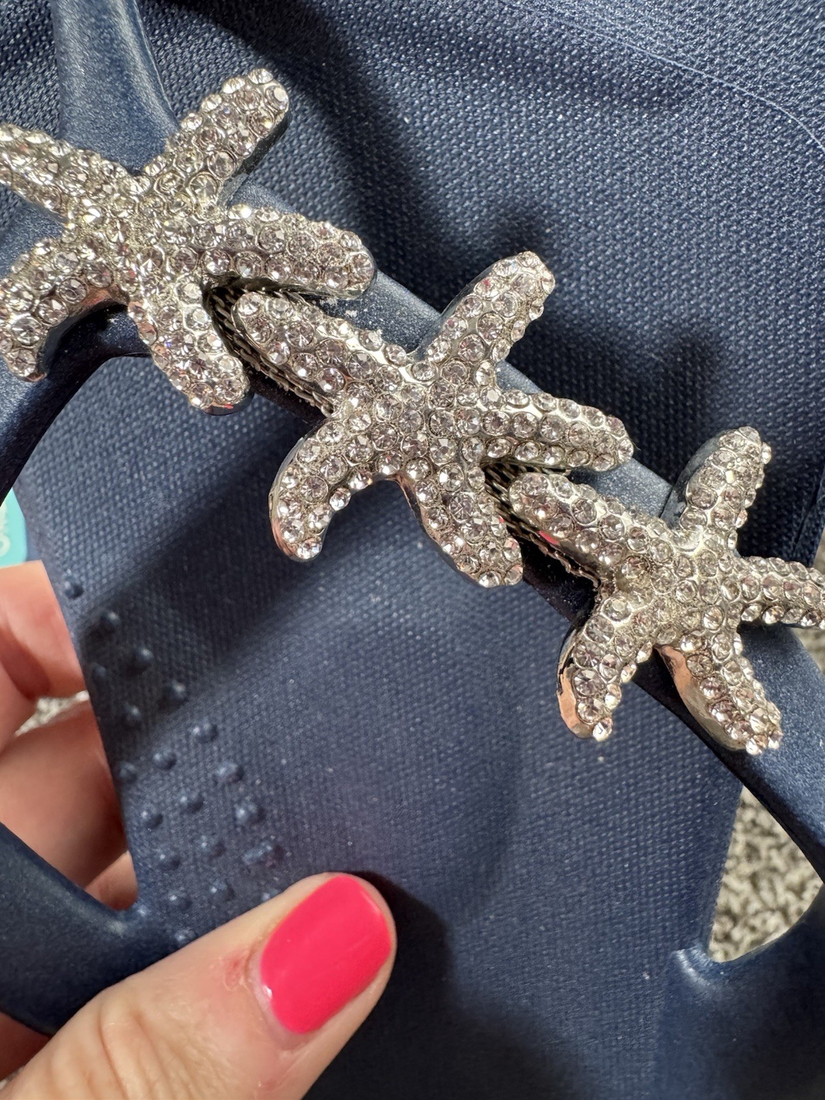 EUC Oka-B Ryann Flip Flop beach themed sandals crystal-encrusted starfish charm