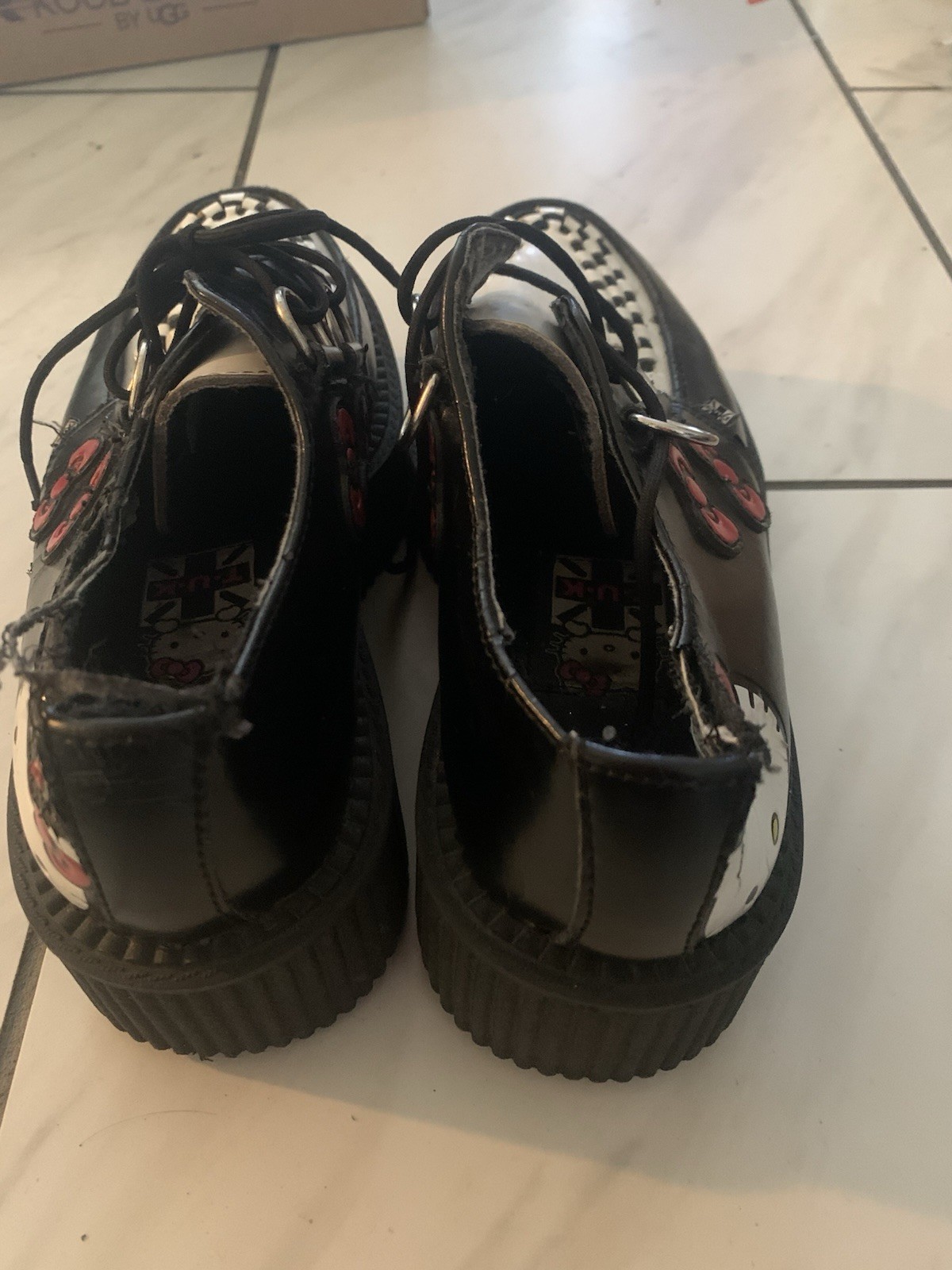 T.U.K. Hello Kitty Creeper Shoes – Black & White – Pre-Owned