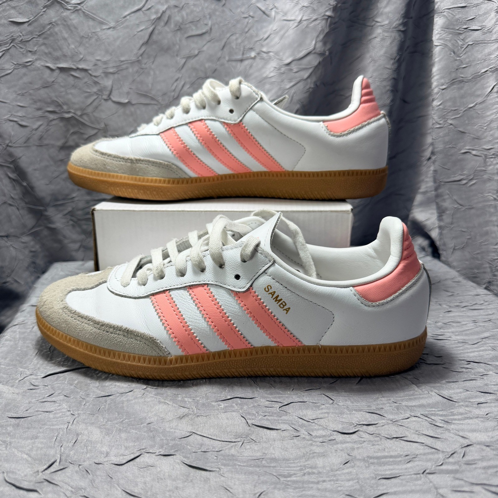 Adidas Samba OG White Pink Gum Leather Sneakers JP5480 Womens Size 6