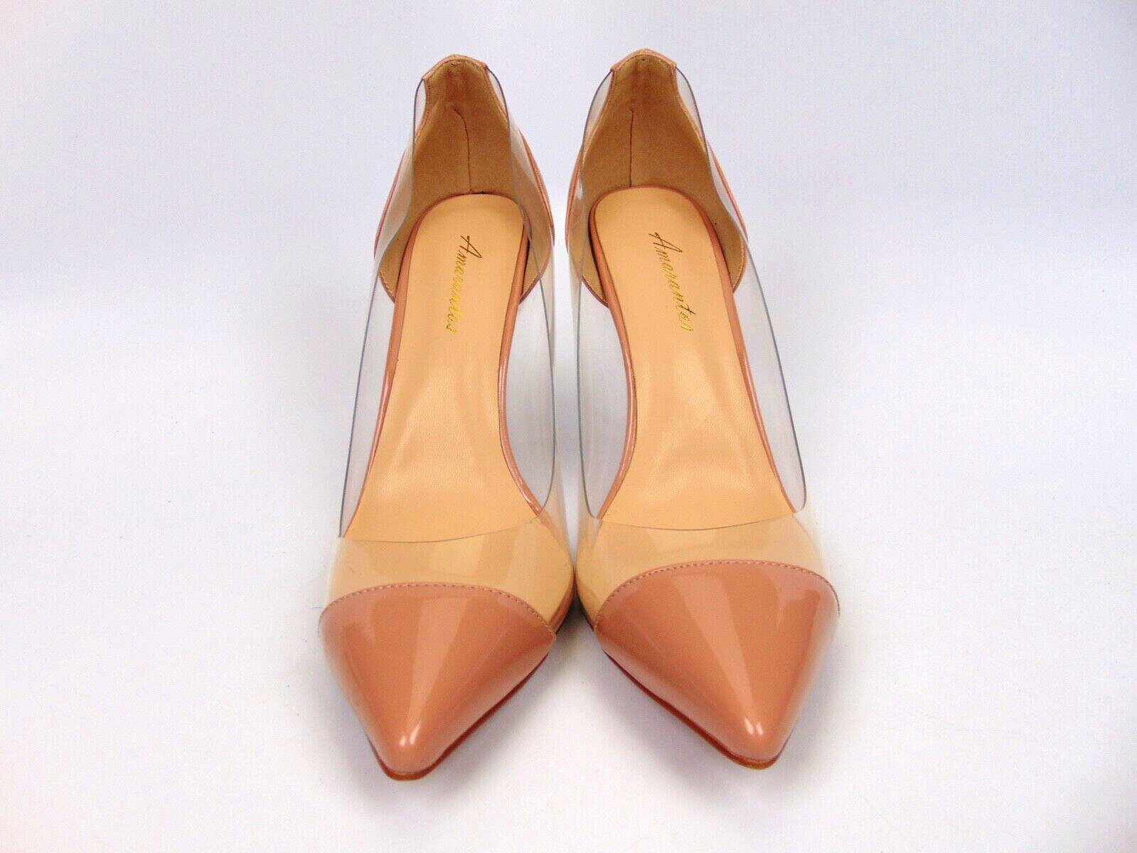 Amarantos Clear Stiletto Heels, Women’s Pumps Shoes Size 9.0 M, Nude/Clear, NEW