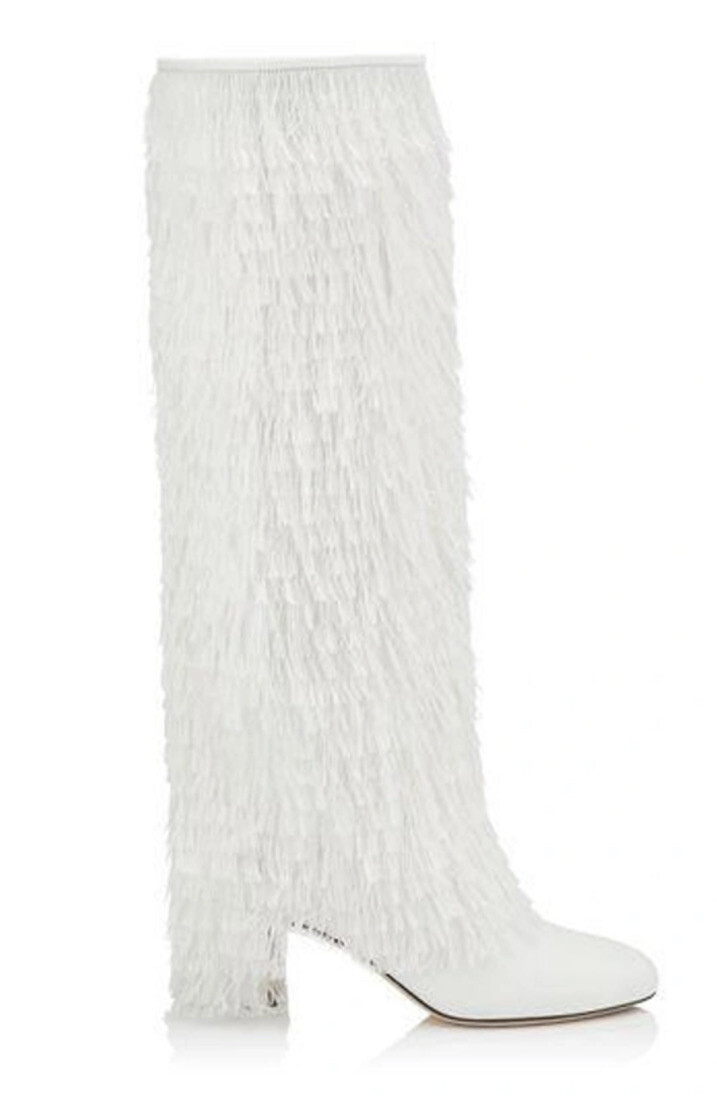 Jimmy Choo Magalie 65 White Fringed Boots Sizes 36.5 / 37 NEW WITH BOX