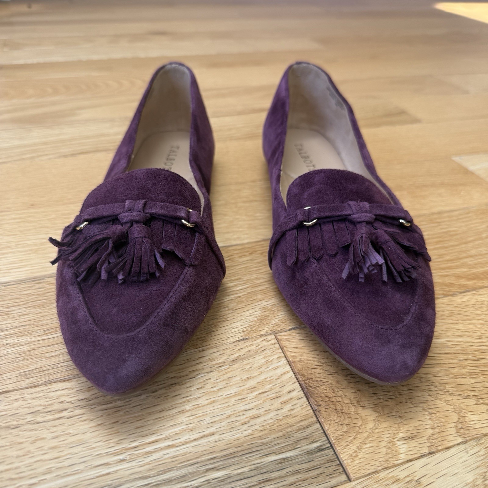 Talbots Women’s Flat Dress Shoes Size 9 Plum Purple Leather Slip On Loafers