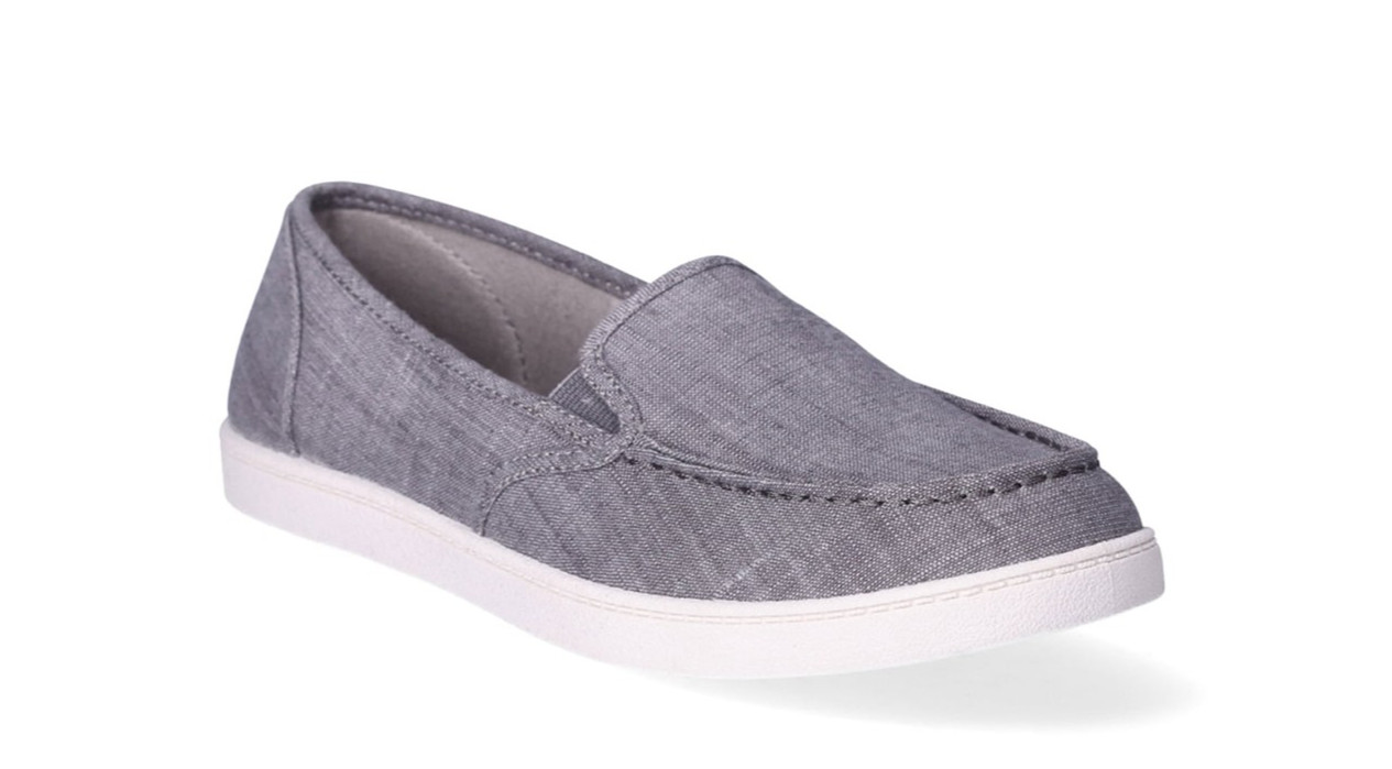 Time and Tru Women’s Gray Slip-On Moc Toe Canvas Surf Sneakers Shoes: 6-11