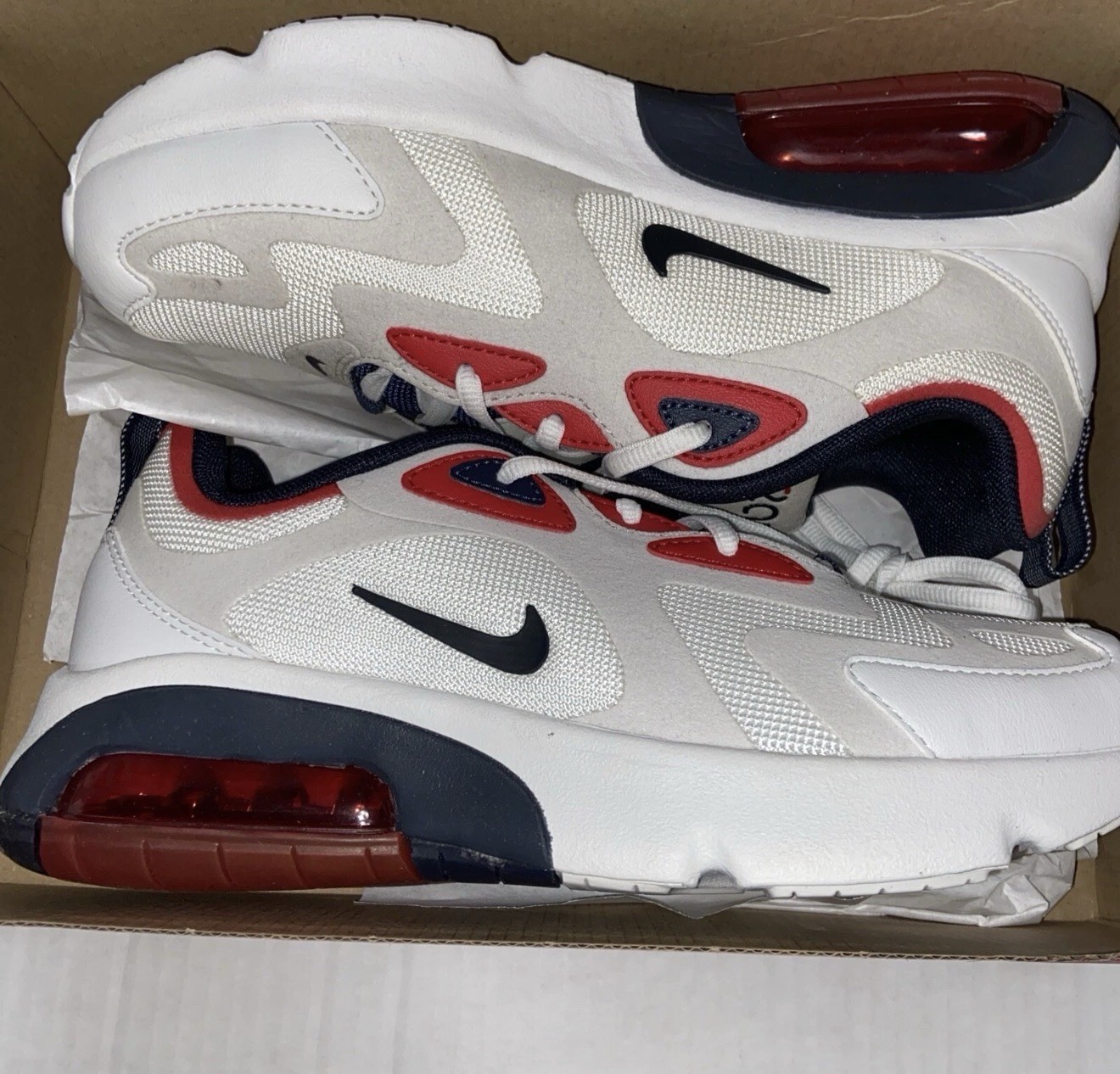Nike Air Max 200 GS USA Olympic White Obsidian Blue Red AT5627-105 5.5y Womens 7