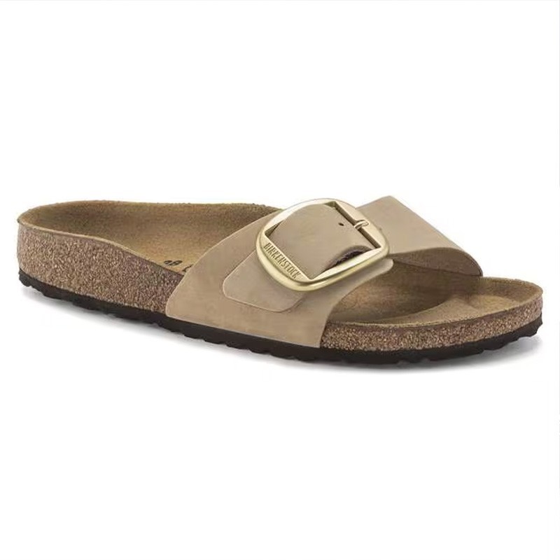 Birkenstock Madrid Big Buckle Sandcastle Nubuck Leather Women’s Sandals Narrow