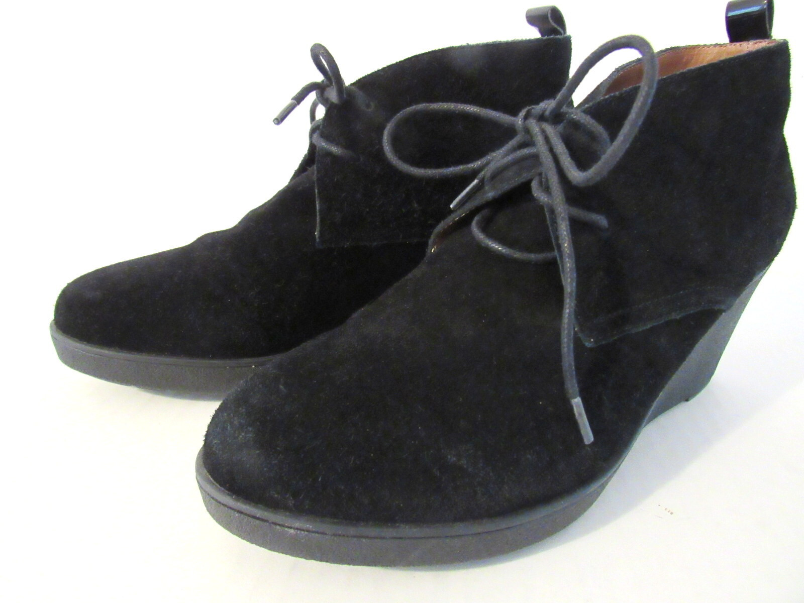 DONALD J PLINER Size 8.5M Black Suede 2.75-in Wedge Heel Lace-up Ankle Boots