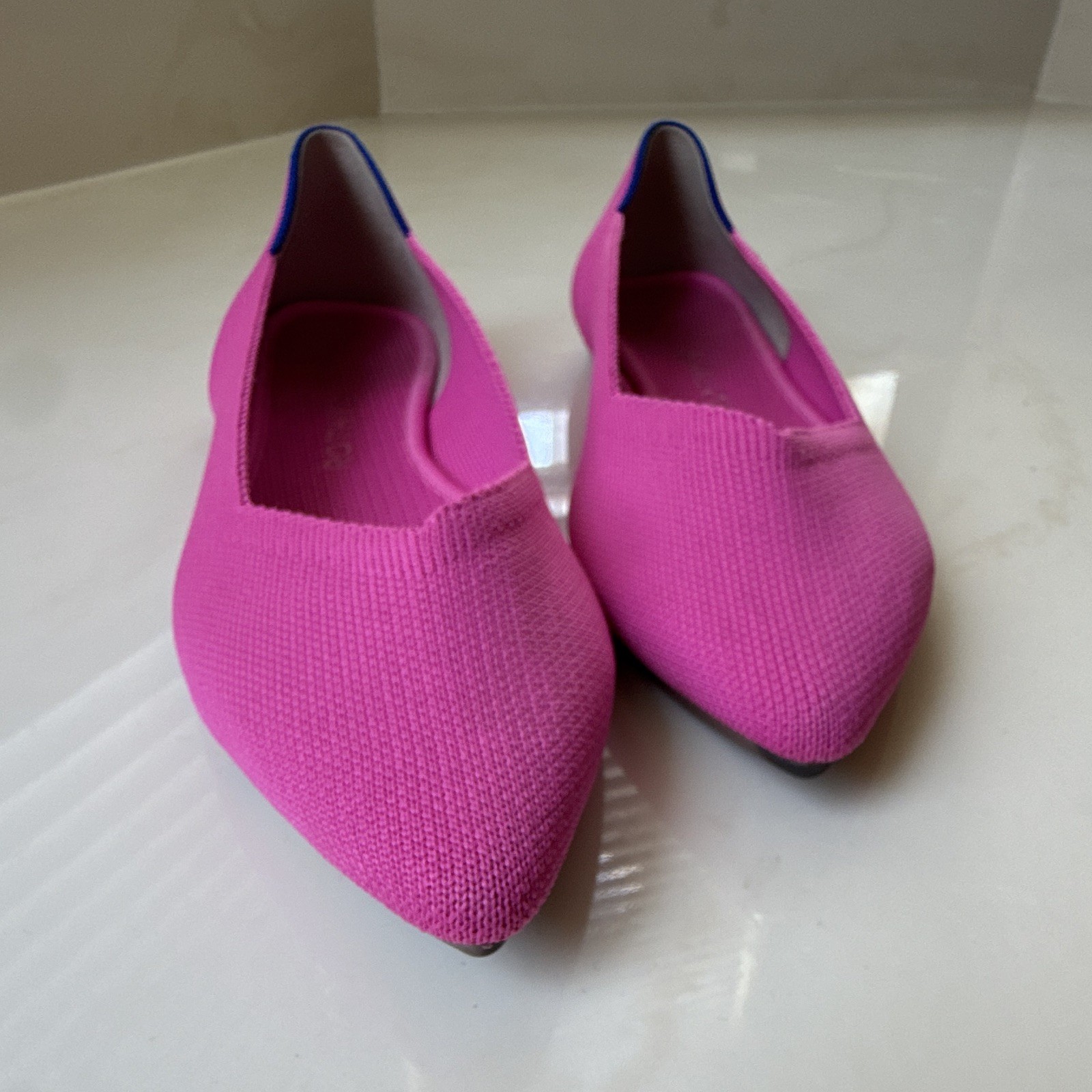 Rothy’s Women’s Pink Knit Slip-On Pointed Toe Flats, US 8.5 Rubber Sole