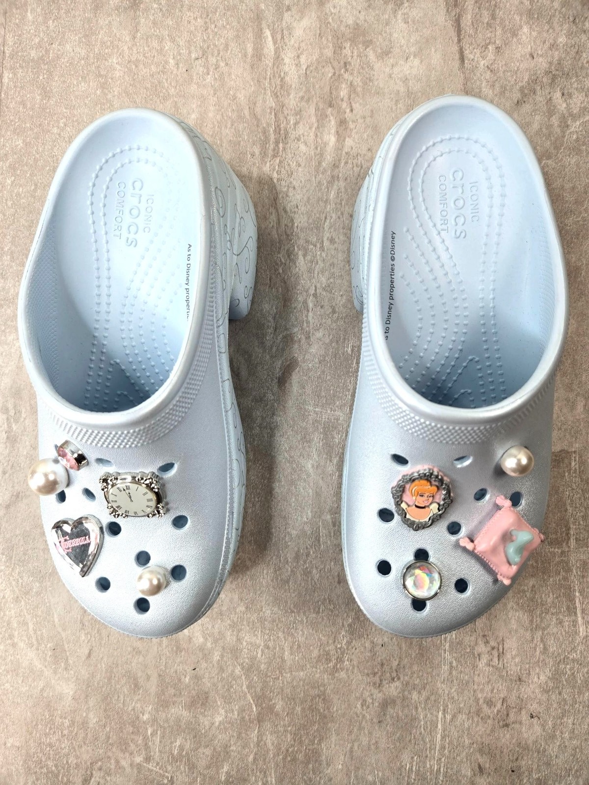 Crocs Disney Cinderella Siren Platform Clog 8 Adults Blue Chunky Shoe Y2K Kawaii