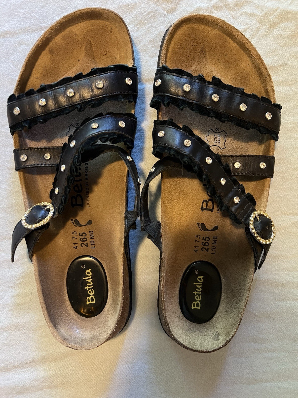 Betulah Birkenstock Women’s Sandals Black With Sparking Stones Size 41