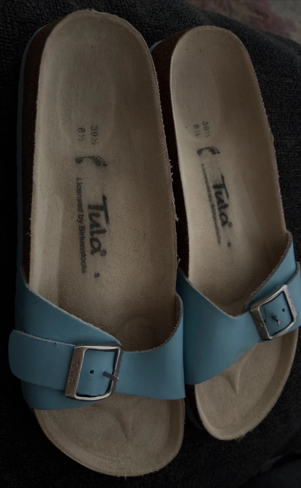 Tula Licensed by Birkenstock Blue Slide Sandals Cork Footbed Womens 39 1/2