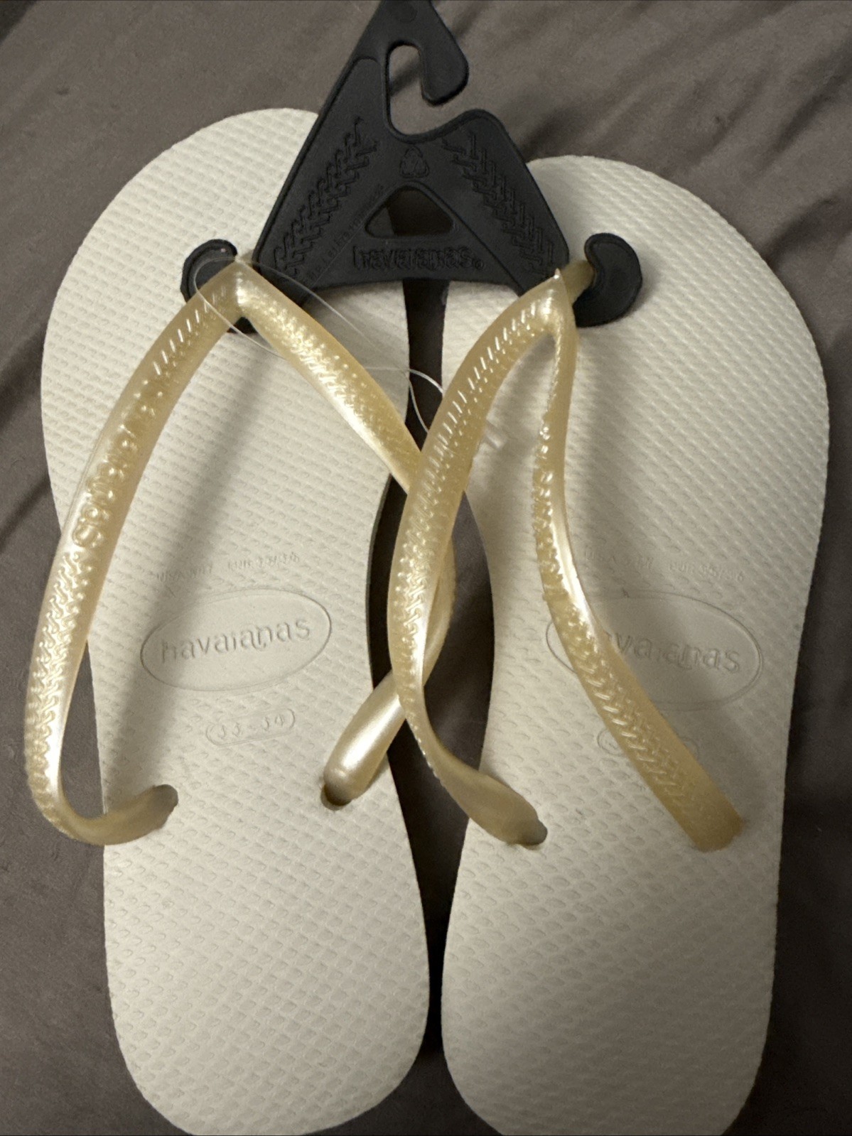 Havaianas Slim Flip Flops H Slim Thematic Pearl New Womens Size 33/34 – 3/4Y