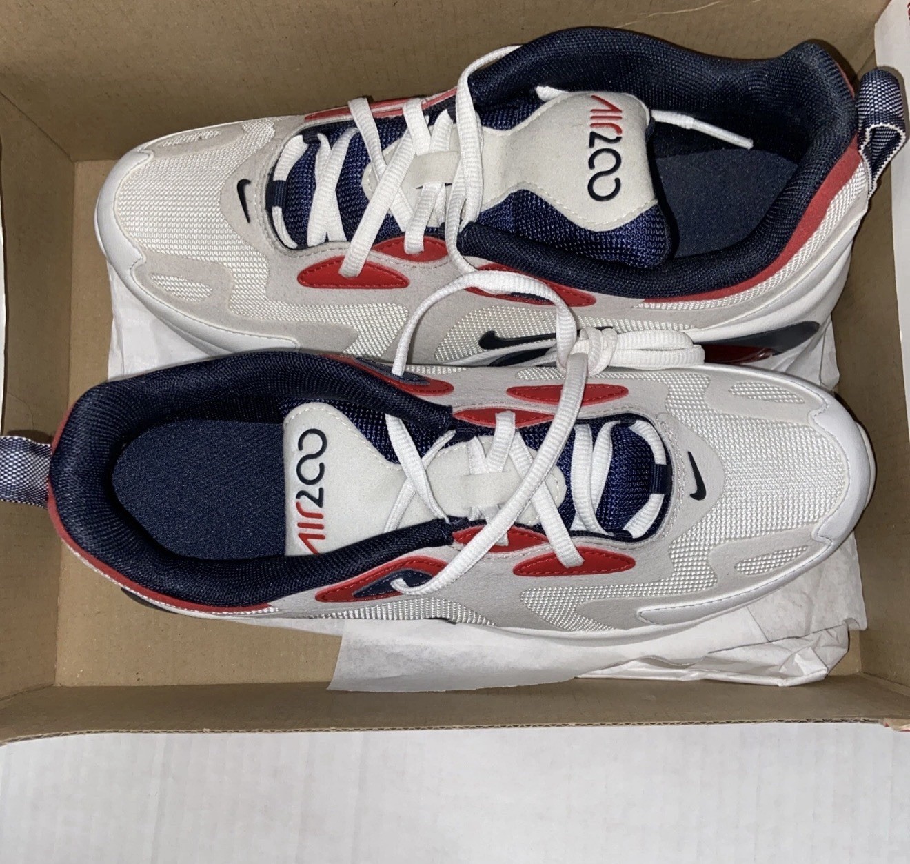Nike Air Max 200 GS USA Olympic White Obsidian Blue Red AT5627-105 5.5y Womens 7