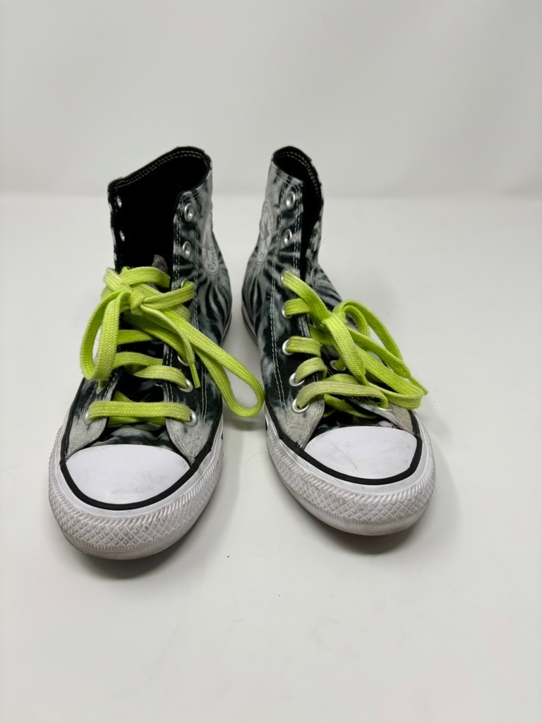 Tie Dye Converse Chuck Taylor All Star High Tops w/ Neon Green Laces Size 8