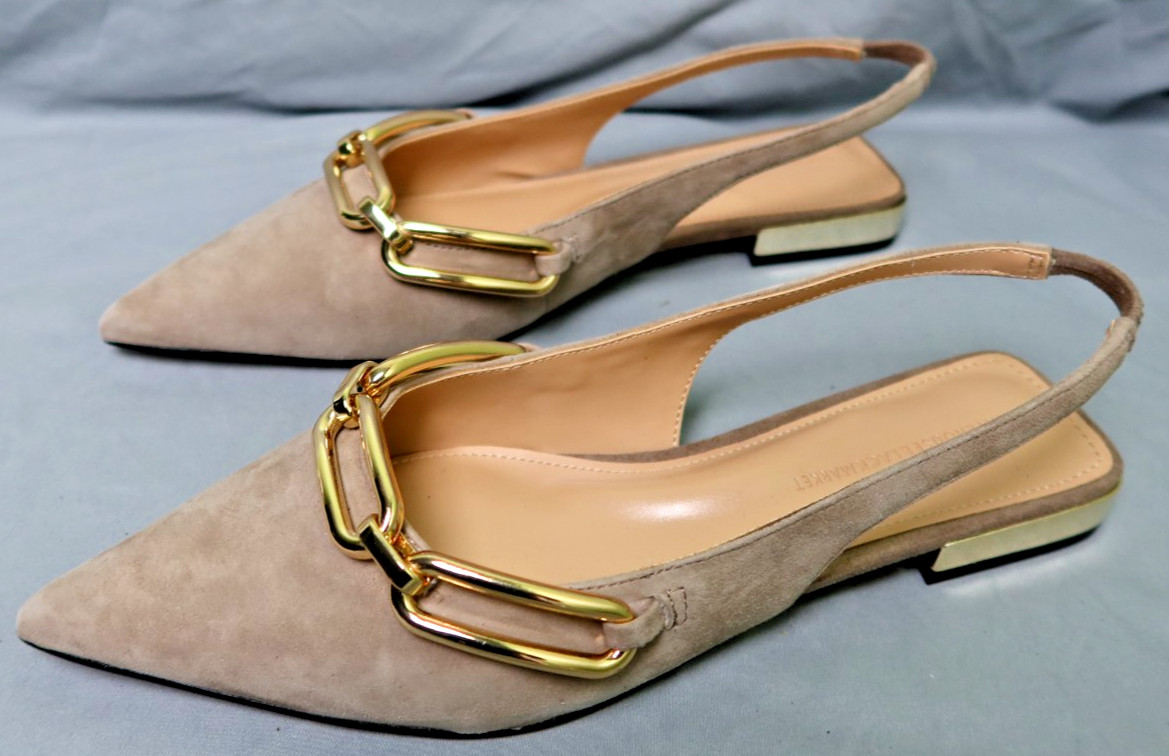White House Black Market Suede Chain-Detail Slingback Women’s Size 9