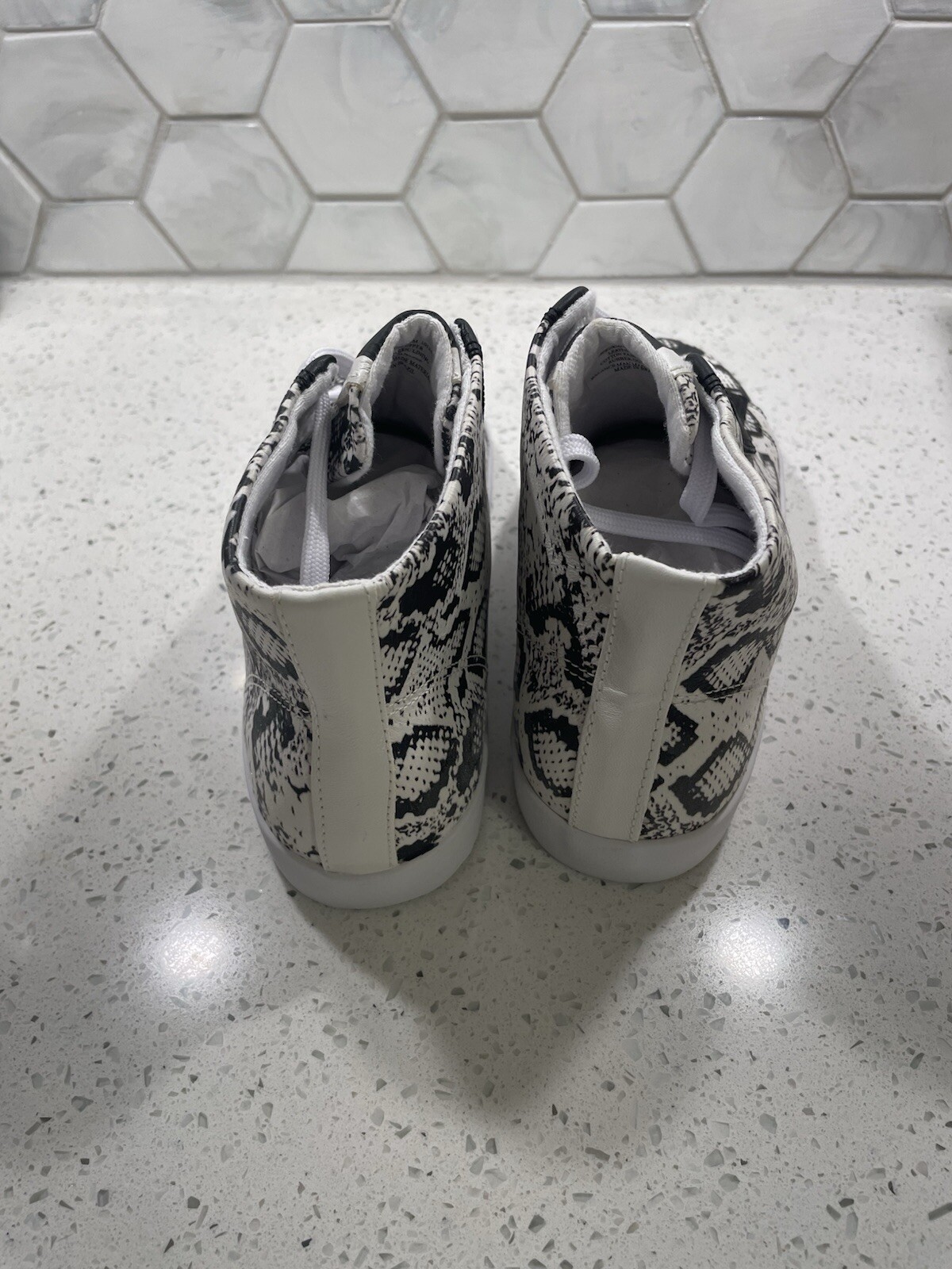 OTBT Leather Woman’s Size 6.5 High Top Snakeskin Sneakers NEW Recycled Materials