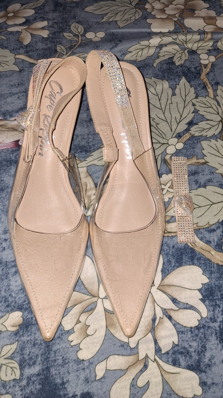 Cape Robbin Ardy’s Nude Clear Bow Slingback Heels Size 8.5 Rhinestone 2