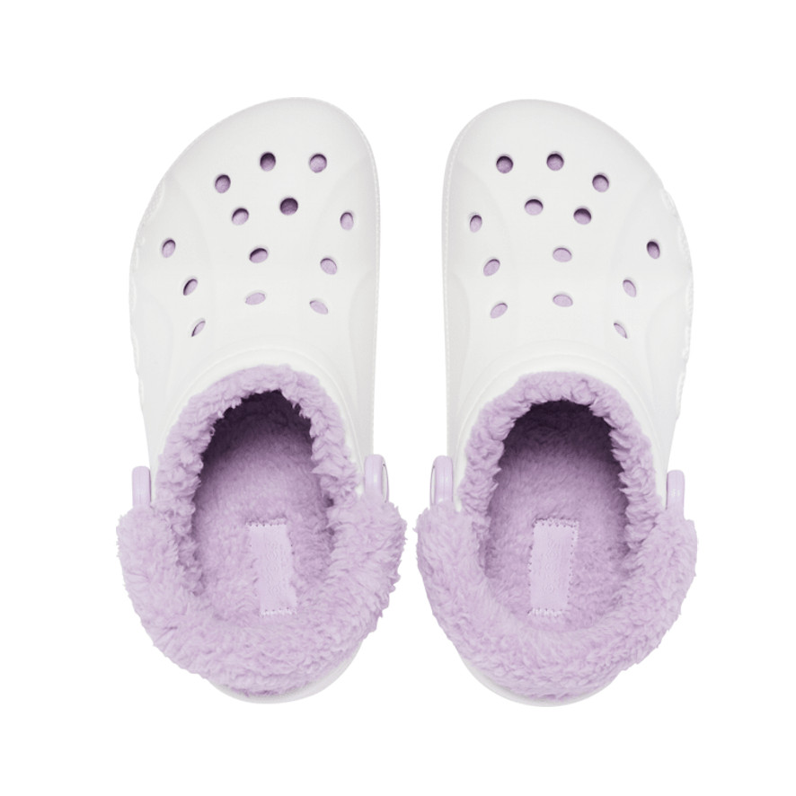 New CROCS Womens BAYA LINED FUZZ-STRAP CLOG 206633-577 WHITE UNISEX US W 6 – 9