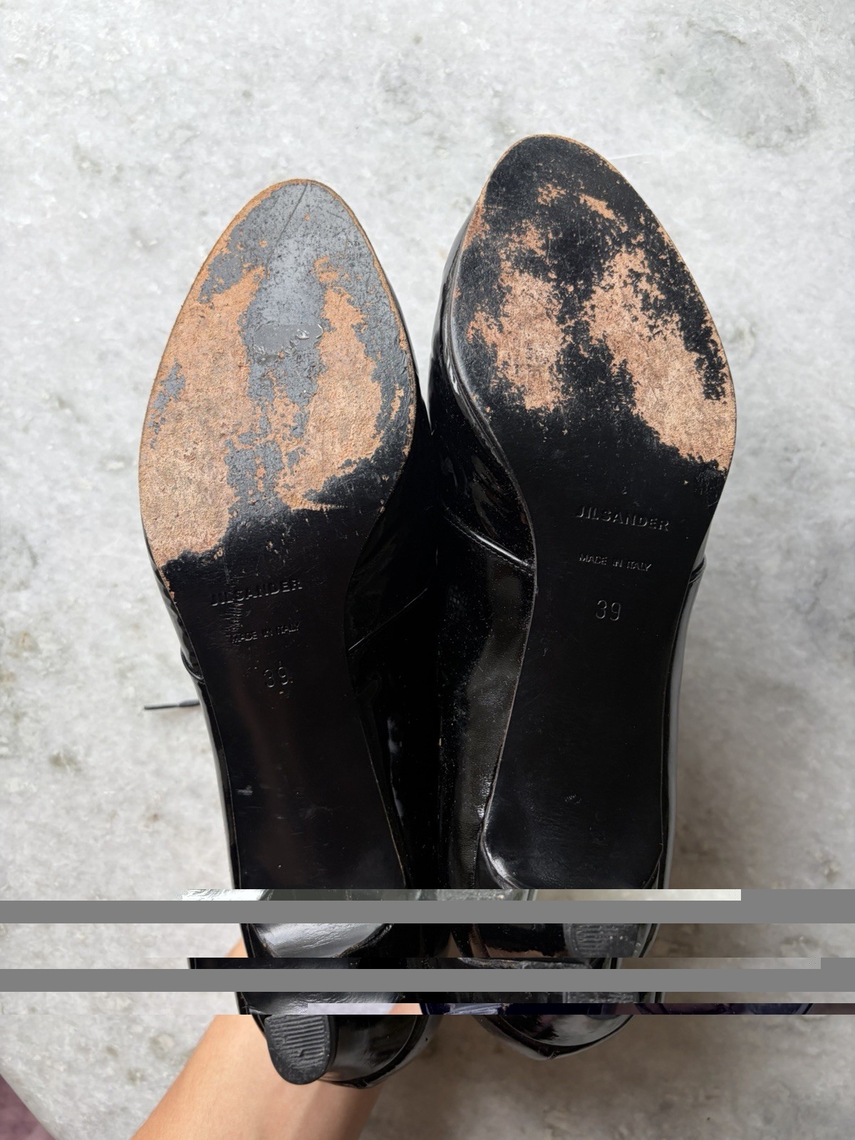 Jill Sander Black Patent Leather Lace Up Pumps