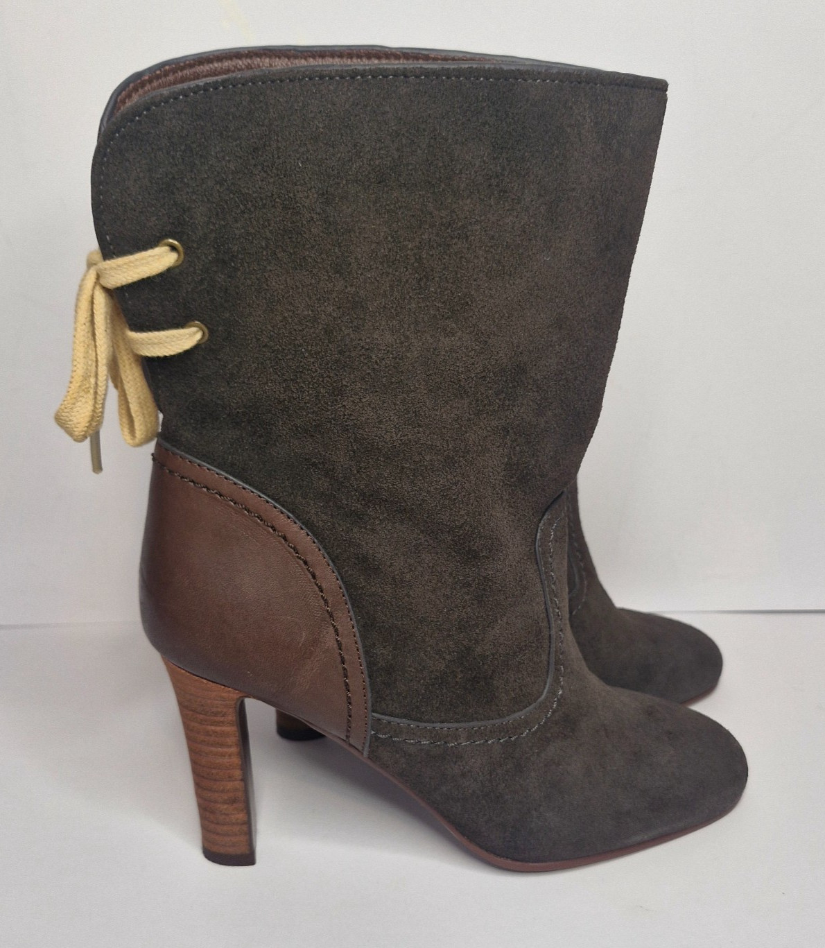 See By Chloe Lace Up Suede Brown Boots Very Good Condition Sz 37 /AU6.5 Soft